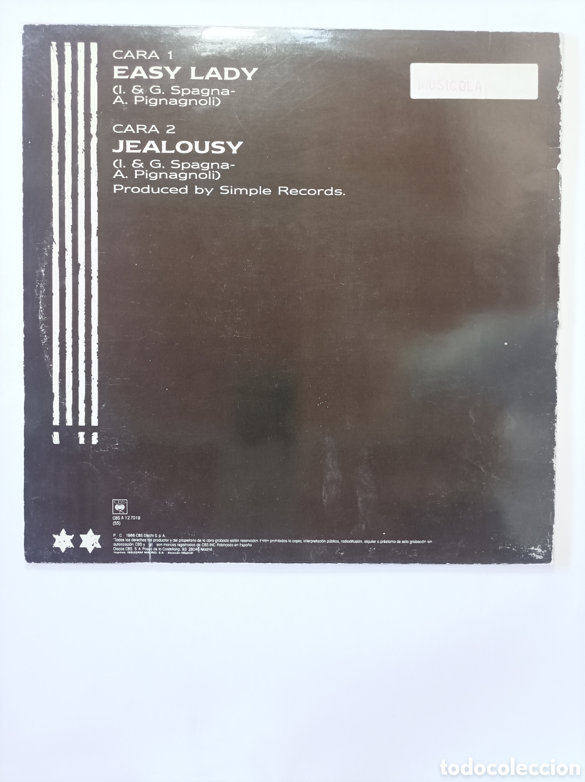 Discos de vinilo: SPAGNA. EASY LADY. CBS. MAXI SINGLE DISCO VINILO. - Foto 2