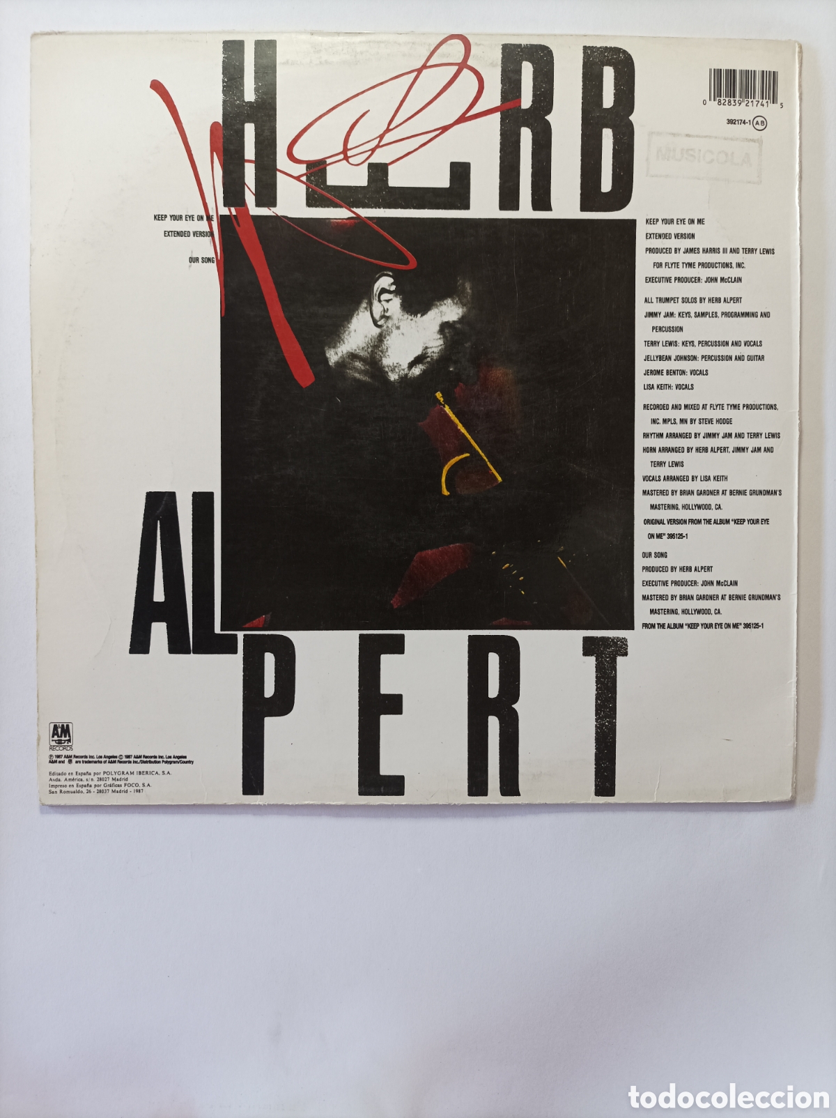 Discos de vinilo: HERB ALPERT. KEEP YOUR EYE ON ME. MAXI SINGLE DISCO VINILO. - Foto 2