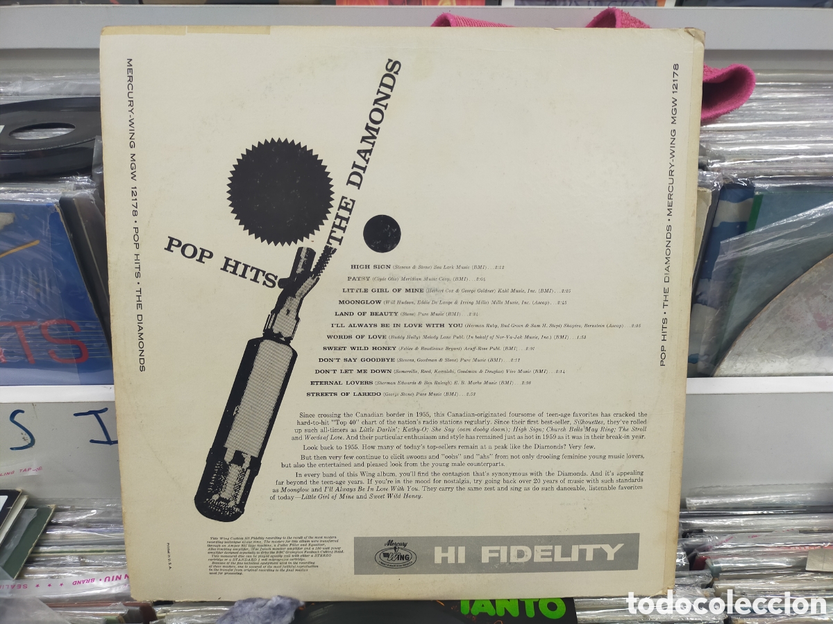 Discos de vinilo: Pop hits the Diamonds lp u.s.a. 1962 - Foto 2
