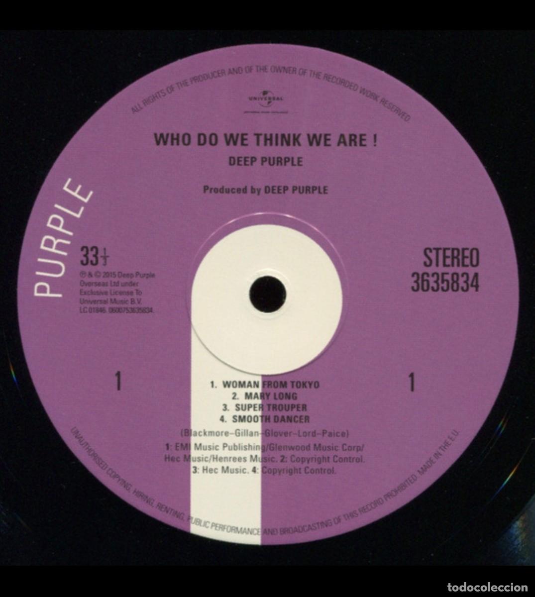 Discos de vinilo: DEEP PURPLE LP WHO DO WE THINK WE ARE ! - Foto 6