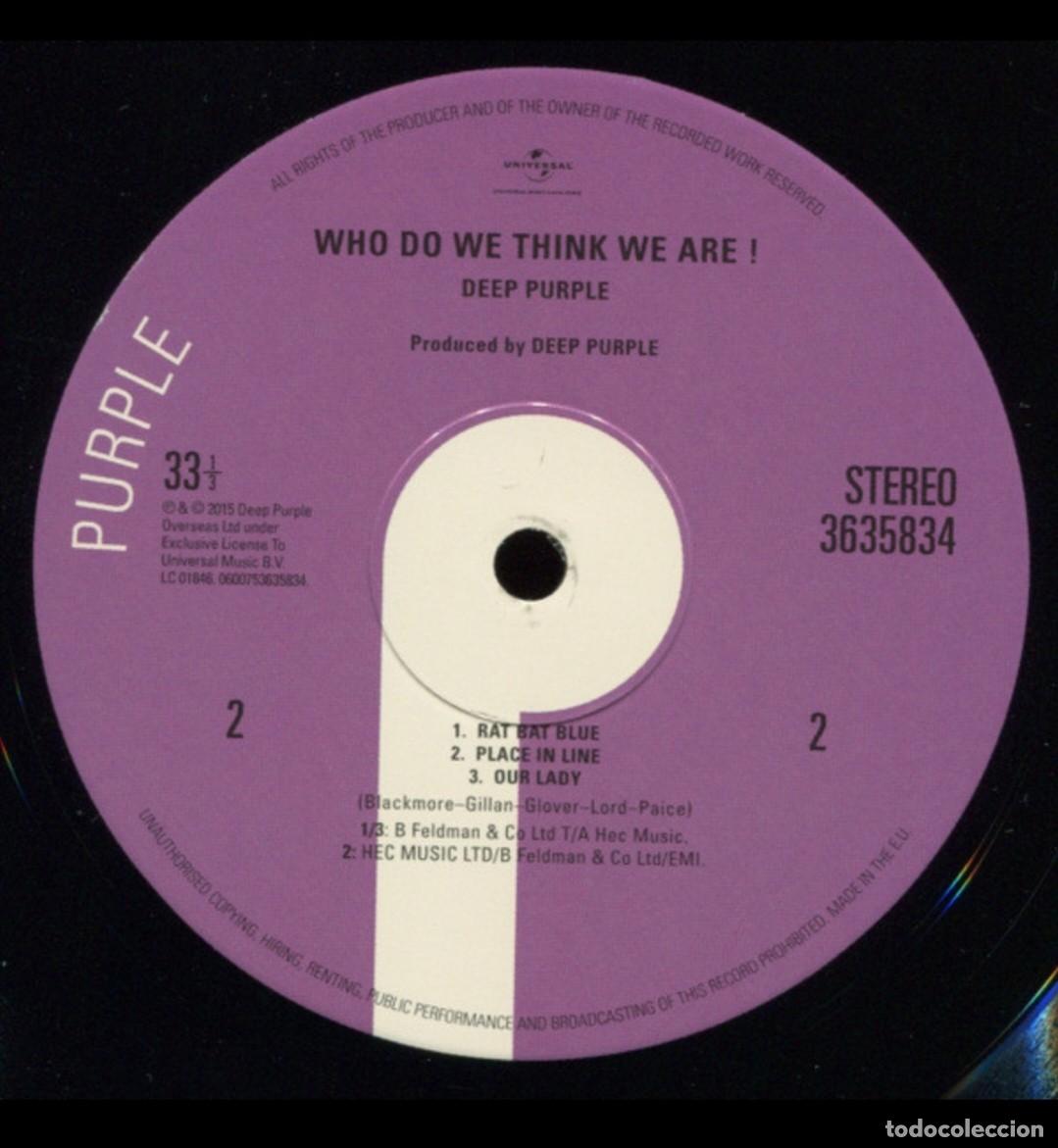 Discos de vinilo: DEEP PURPLE LP WHO DO WE THINK WE ARE ! - Foto 7