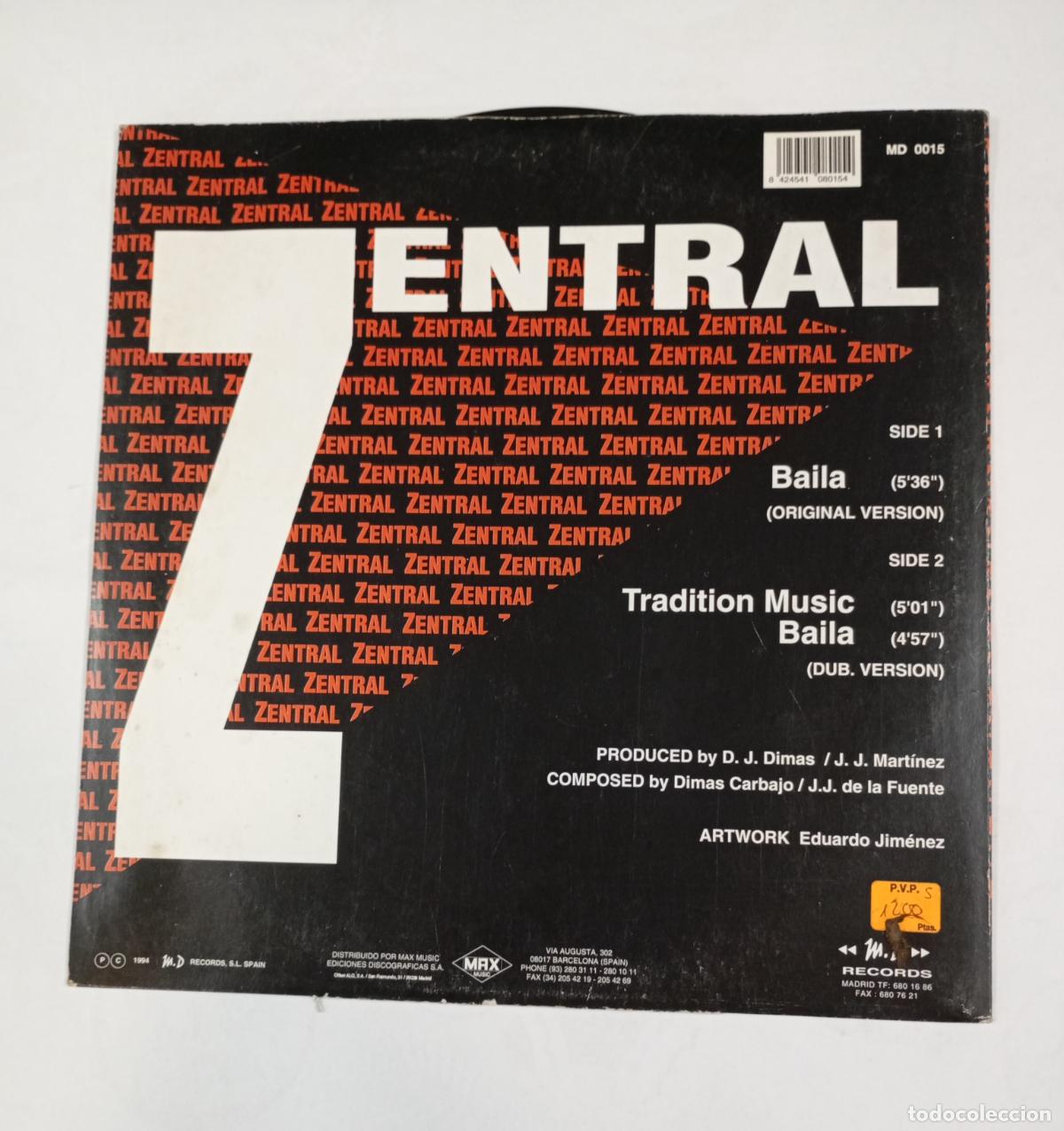 Discos de vinilo: ZENTRAL. BAILA. MAXI-SINGLE. TDKDA85 - Foto 2