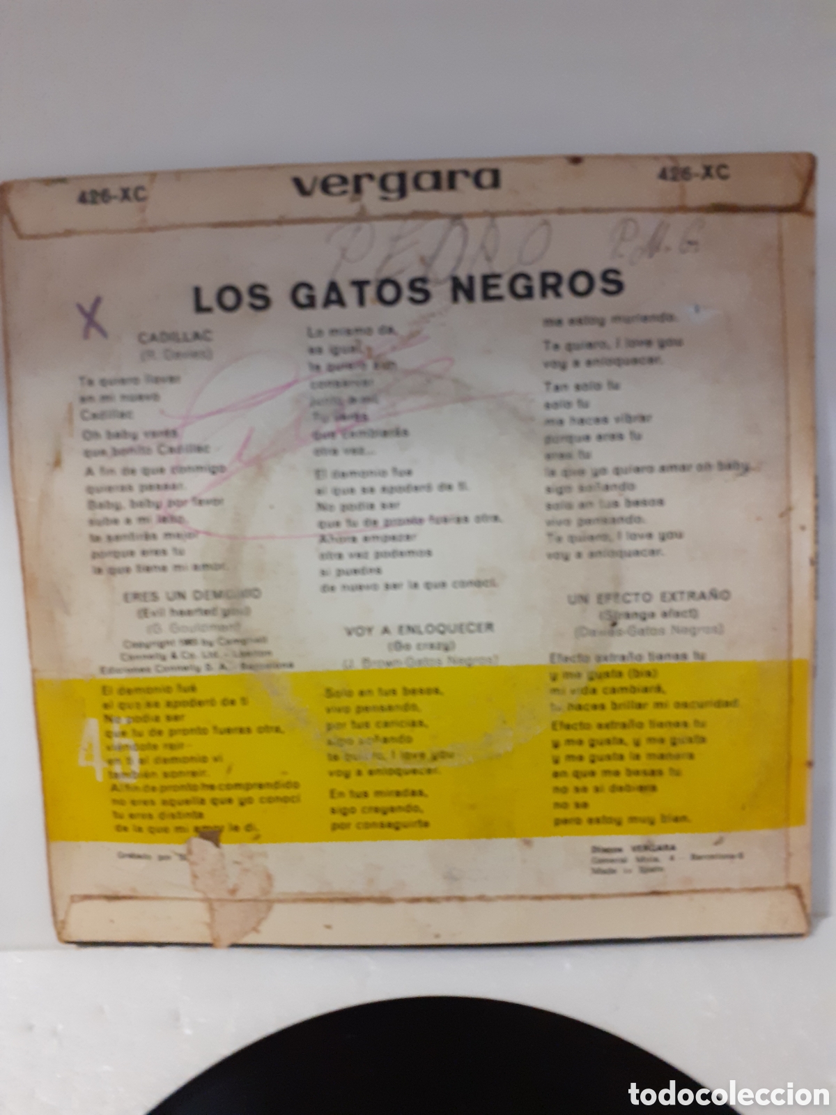 Discos de vinilo: DISCO SINGLE LOS GATOS NEGROS CADILLAC 1966 - Foto 4