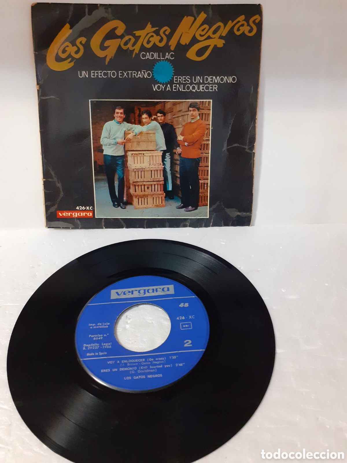 Discos de vinilo: DISCO SINGLE LOS GATOS NEGROS CADILLAC 1966 - Foto 1