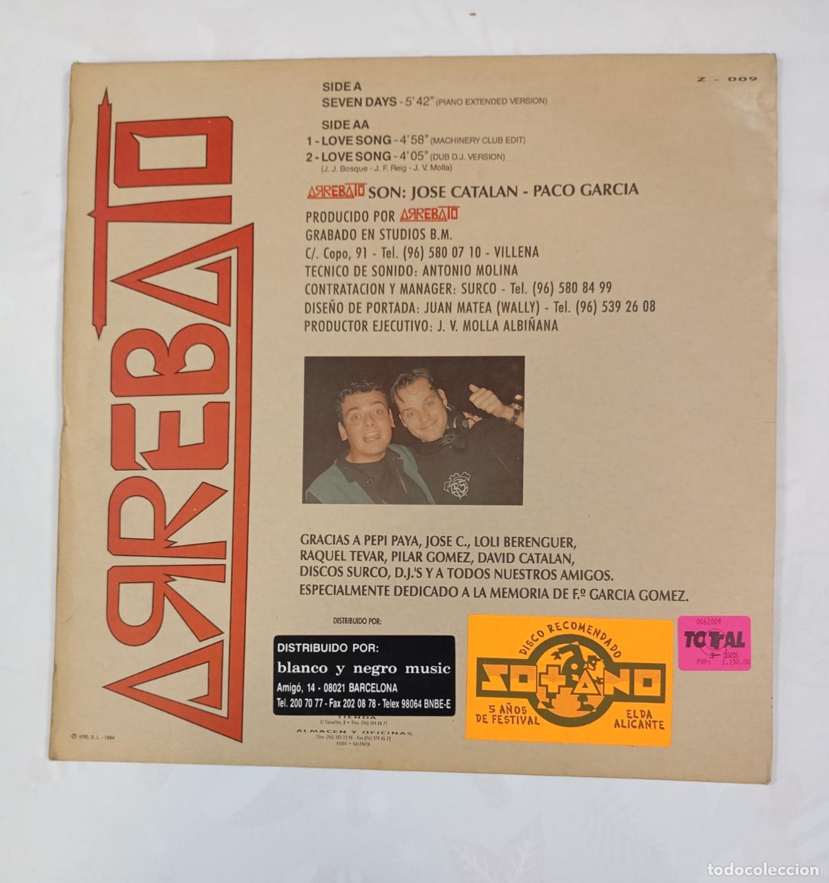 Discos de vinilo: ARREBATO. SEVEN DAYS. MAXI-SINGLE. TDKDA86 - Foto 2