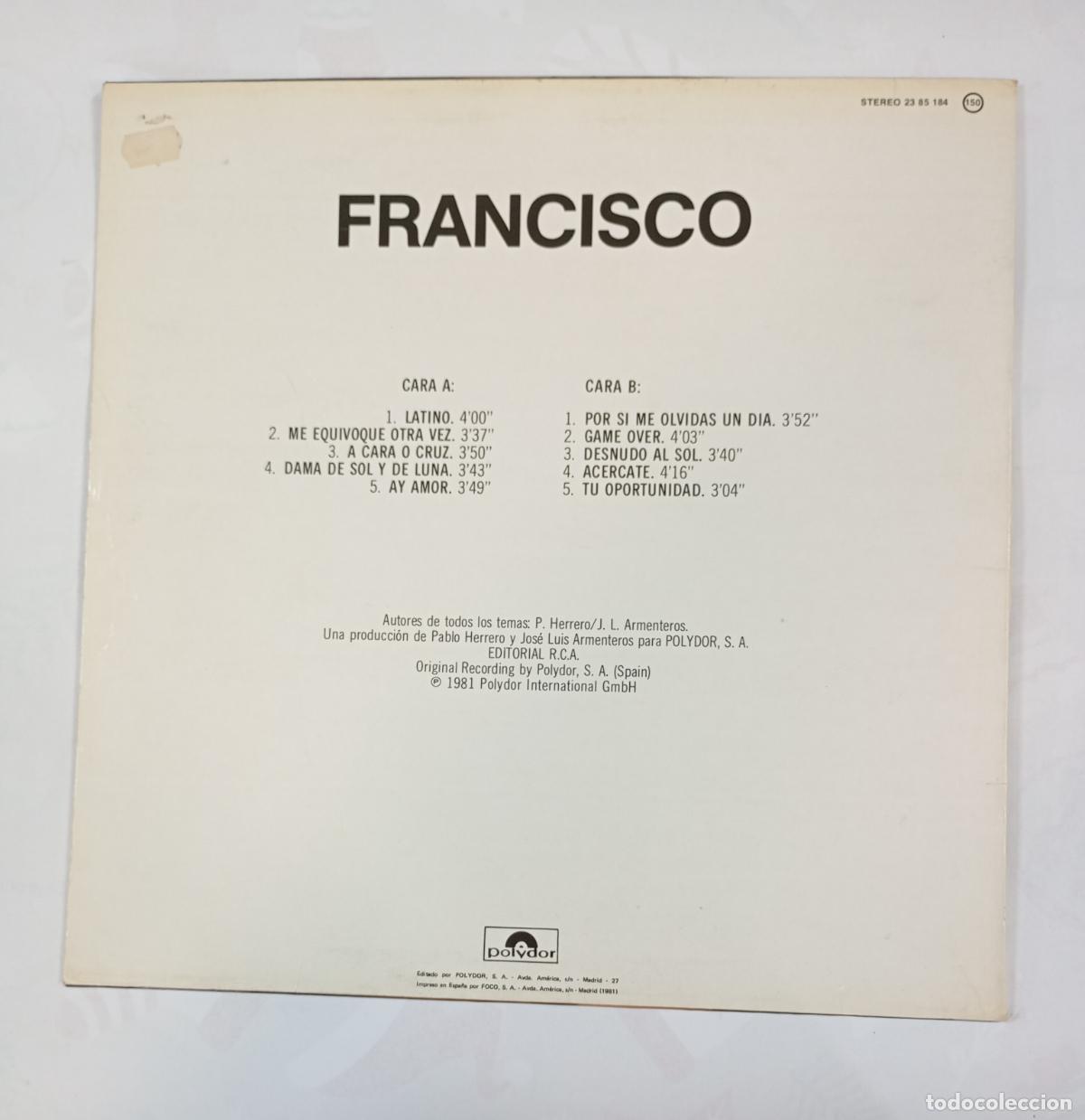 Discos de vinilo: FRANCISCO - LATINO . LP. TDKLP12 - Foto 2