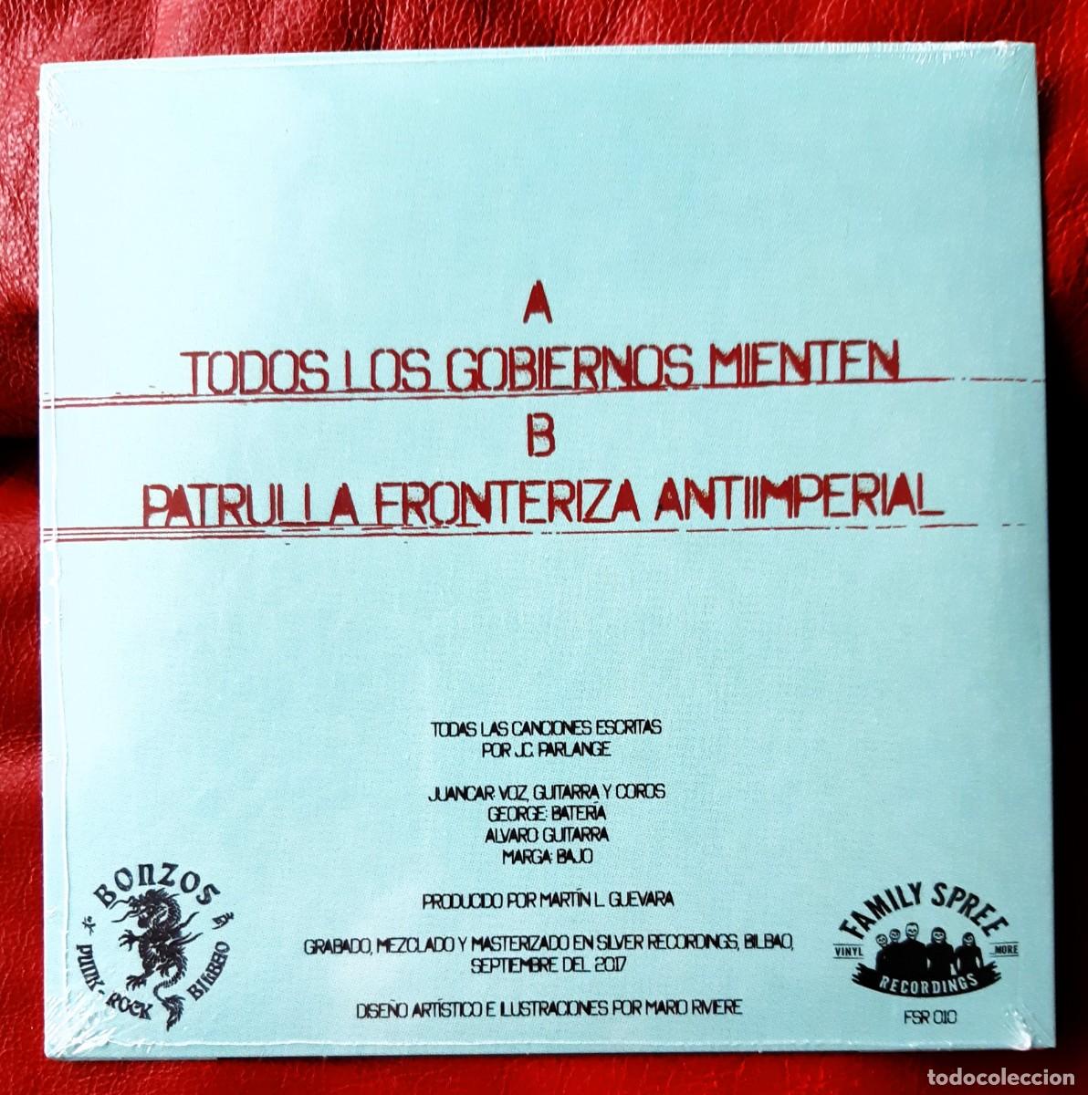 Discos de vinilo: BONZOS - TODOS LOS GOBIERNOS MIENTEN 7&rdquo; - Foto 2