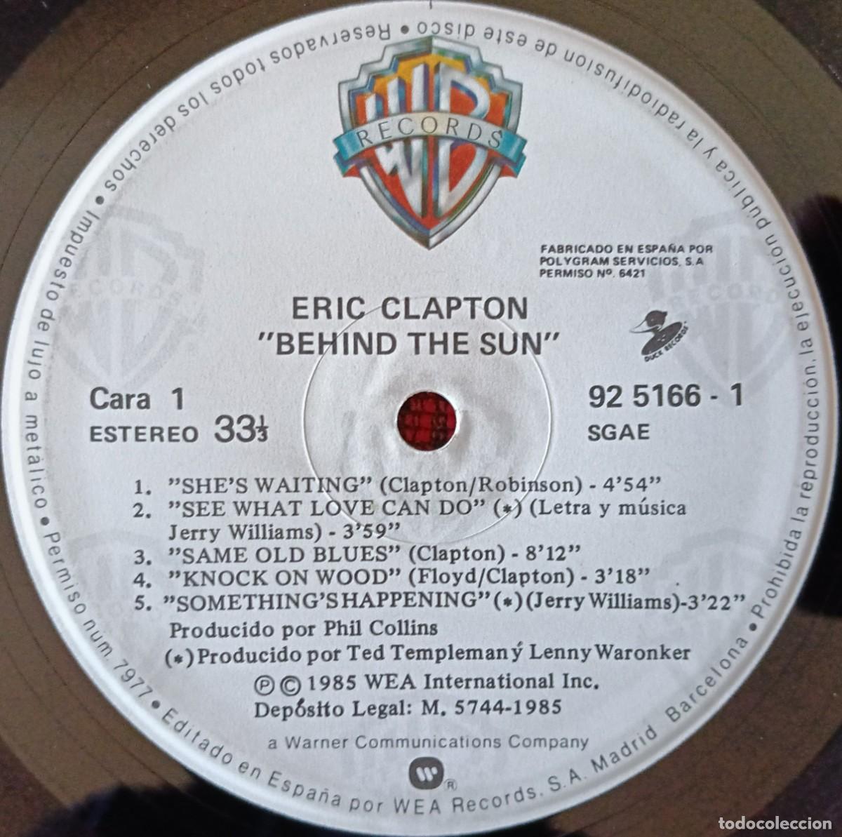 Discos de vinilo: ERIC CLAPTON ** Behind The Sun ** VINILO LP 1985 - Foto 4