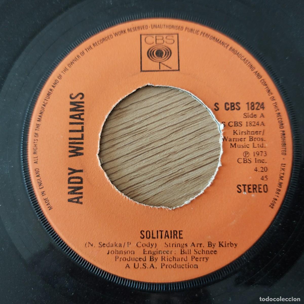 Discos de vinilo: Single - ANDY WILLIAMS - SOLITAIRE - Foto 1