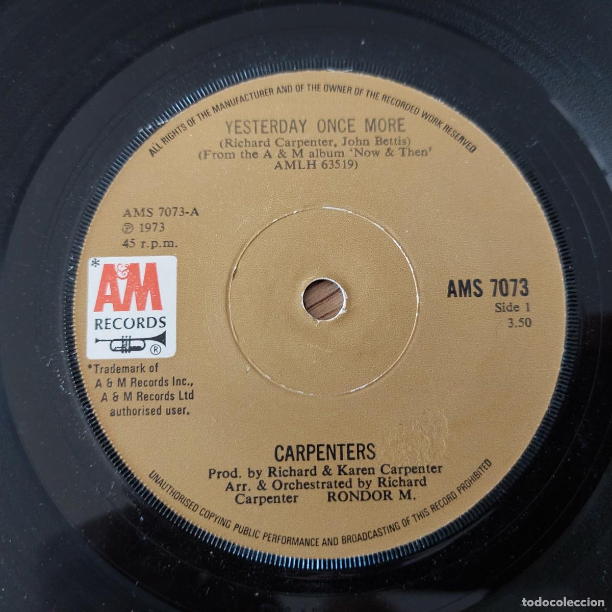 Discos de vinilo: Single - CARPENTERS - YESTERDAY ONCE MORE - Foto 1