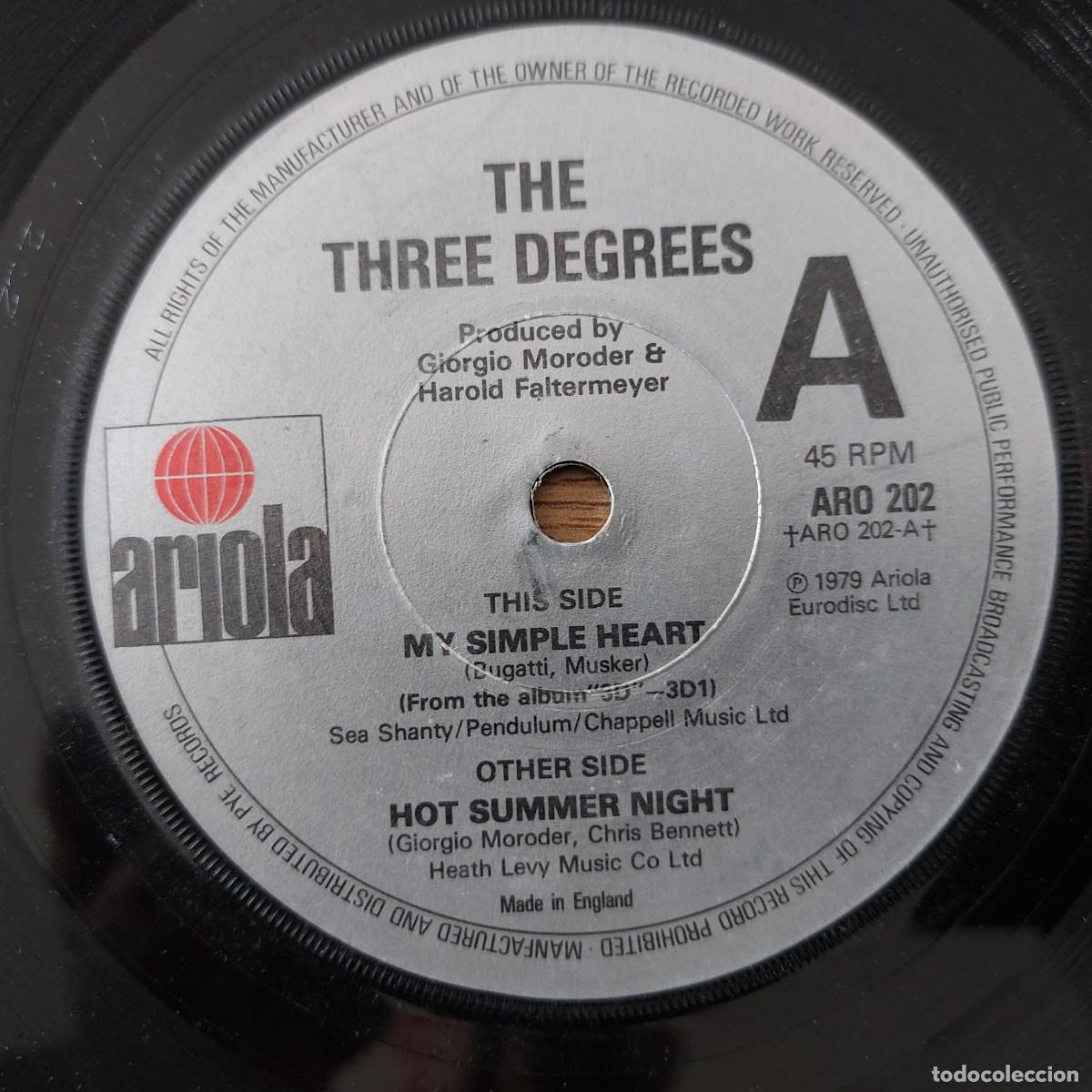 Discos de vinilo: Single - THE THREE DEGREES - MY SIMPLE HEART - Foto 1