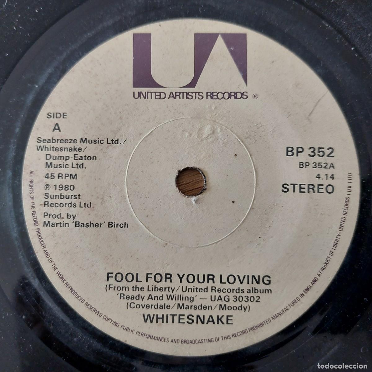 Discos de vinilo: Single - WHITESNAKE - FOOL FOR YOUR LOVING - Foto 1