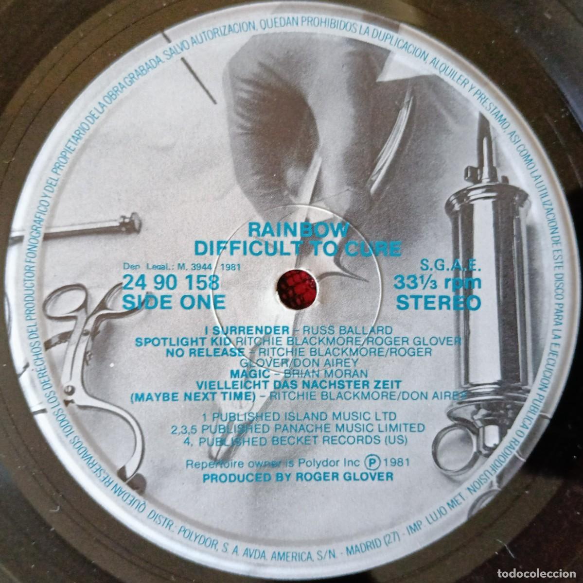 Discos de vinilo: RAINBOW ** Difficult To Cure ** VINILO LP 1981 CON ENCARTE - Foto 3