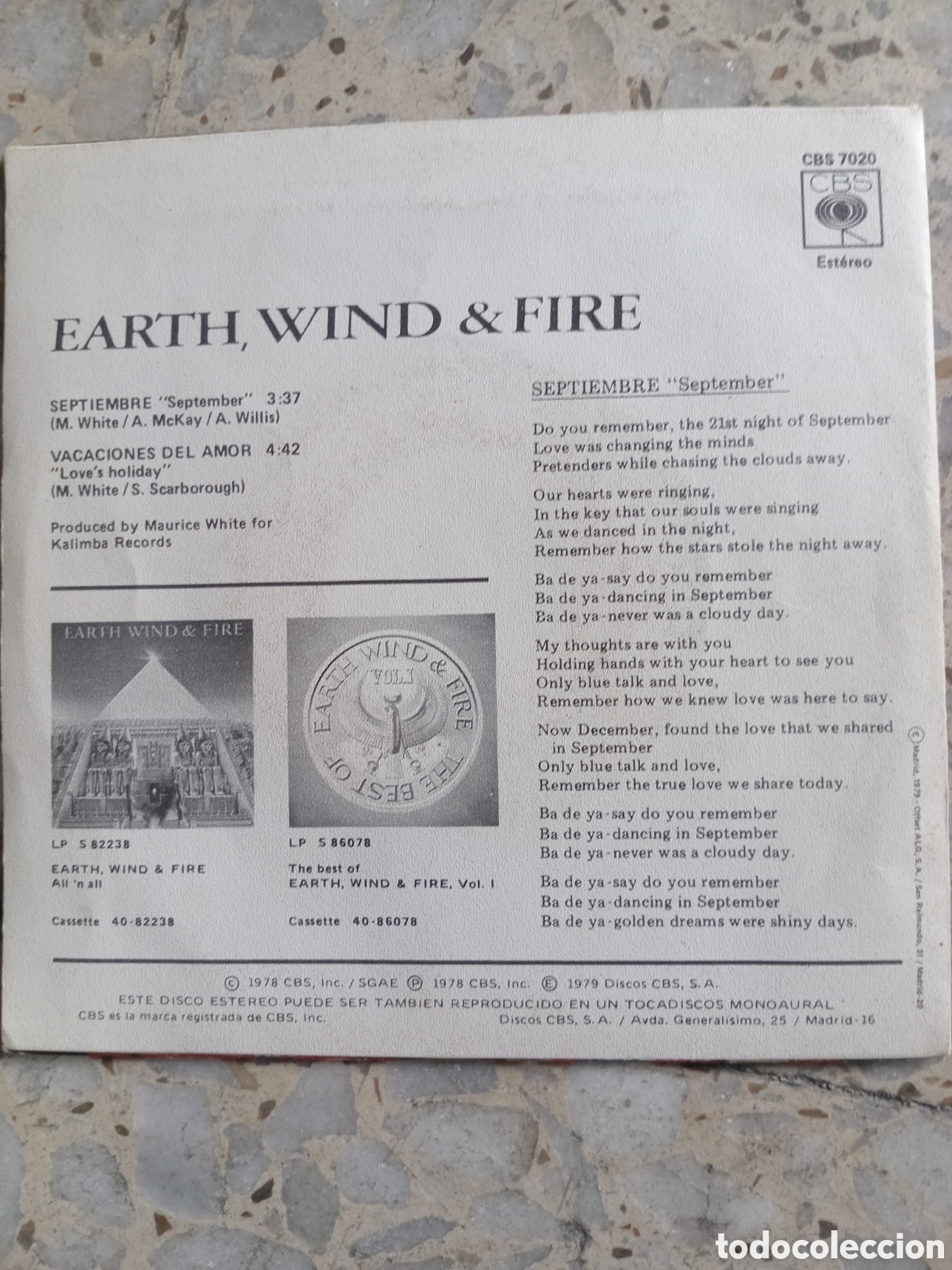 Discos de vinilo: SGL EARTH WIND FIRE SEPTIEMBRE 1978 - Foto 2