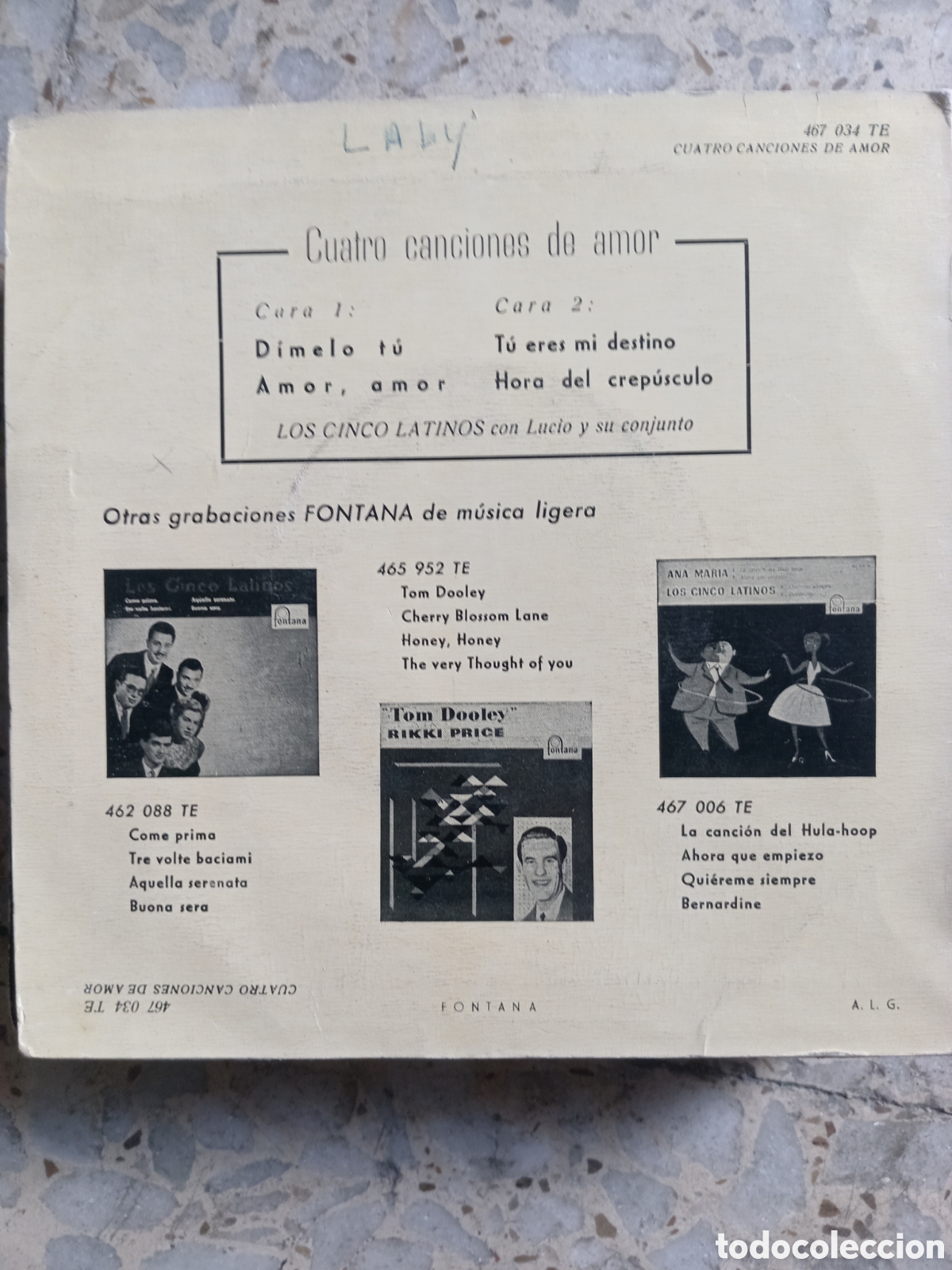 Discos de vinilo: EP LOS CINCO LATINOS DIMELO TU 1959 - Foto 2