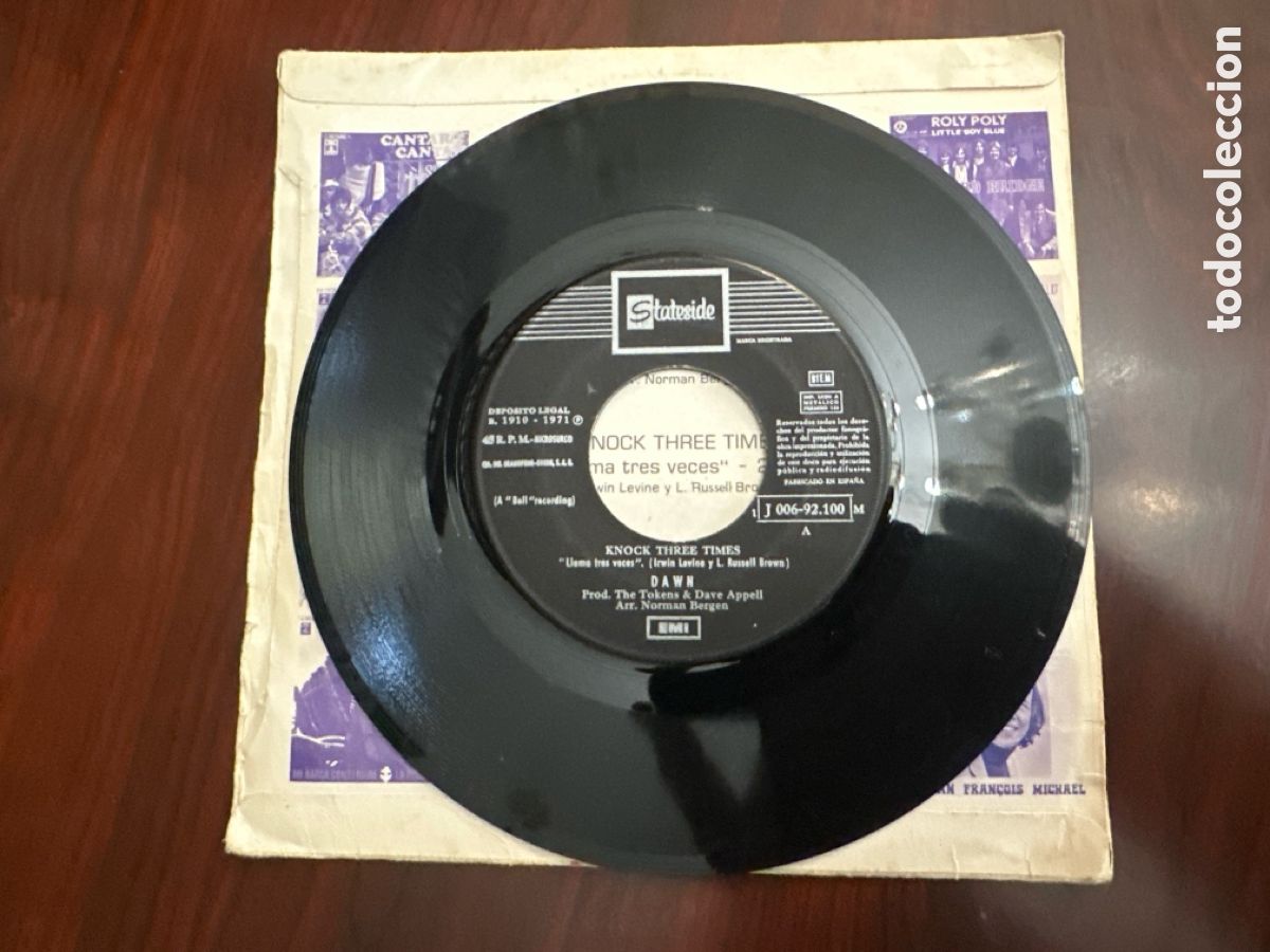 Discos de vinilo: DAWN - KNOCK THREE TIMES / HOME - SINGLE ESPA&Ntilde;OL DE 1971 - Foto 3