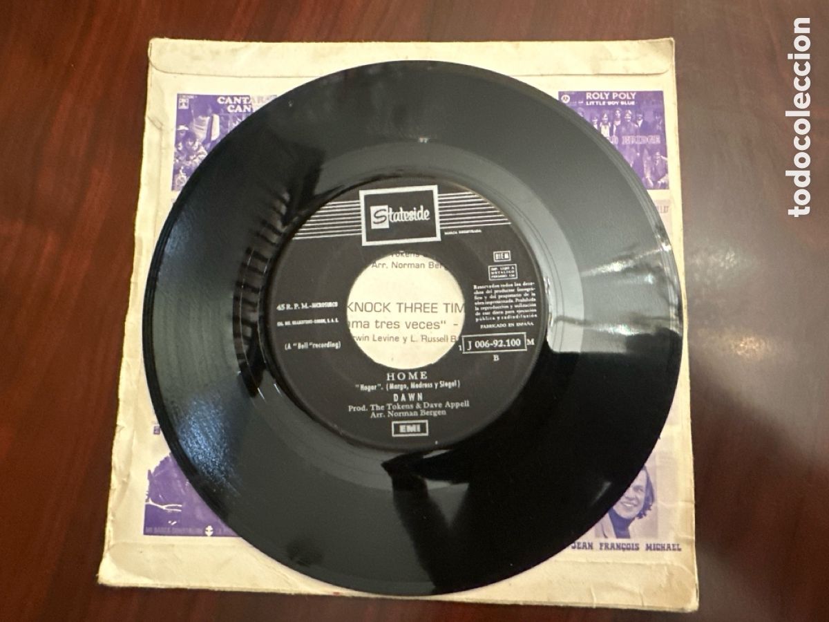 Discos de vinilo: DAWN - KNOCK THREE TIMES / HOME - SINGLE ESPA&Ntilde;OL DE 1971 - Foto 4