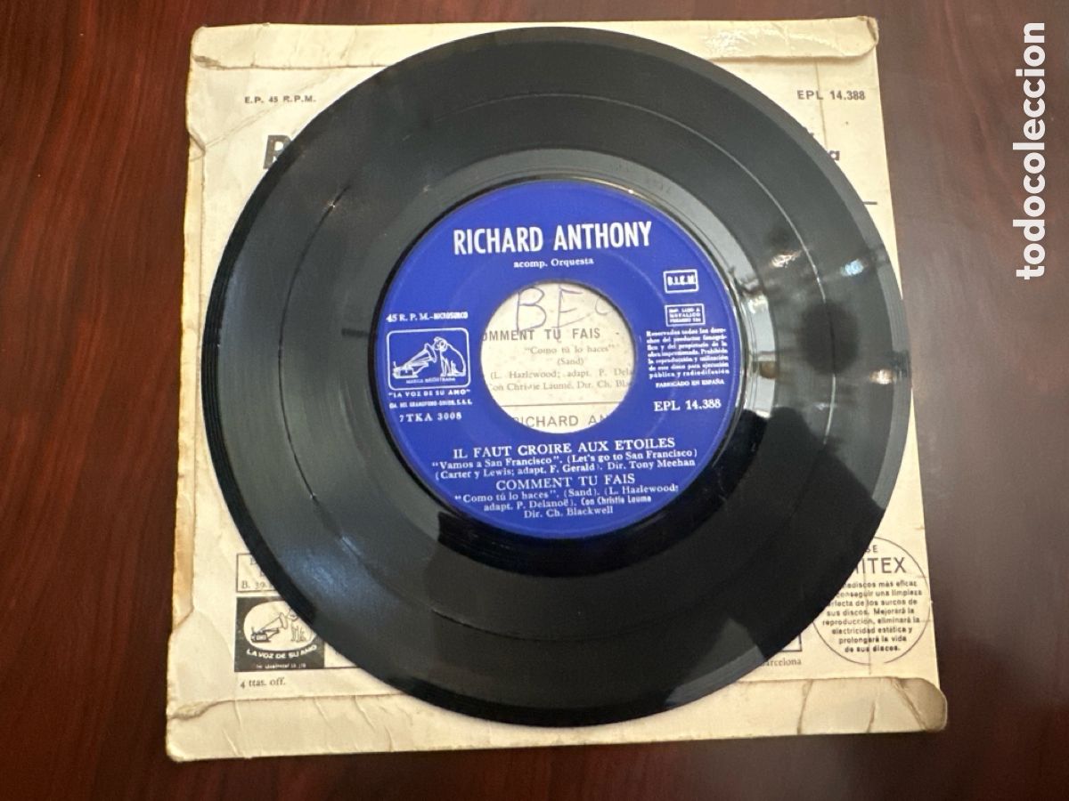 Discos de vinilo: RICHARD ANTHONY - EN ARANJUEZ CON TU AMOR + 2 - EP - Foto 4