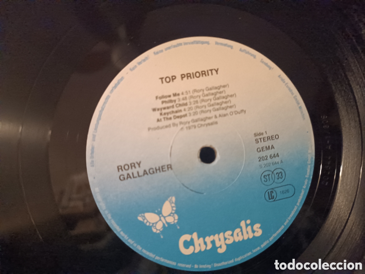 Discos de vinilo: Rory Gallager Top Priority - Foto 3