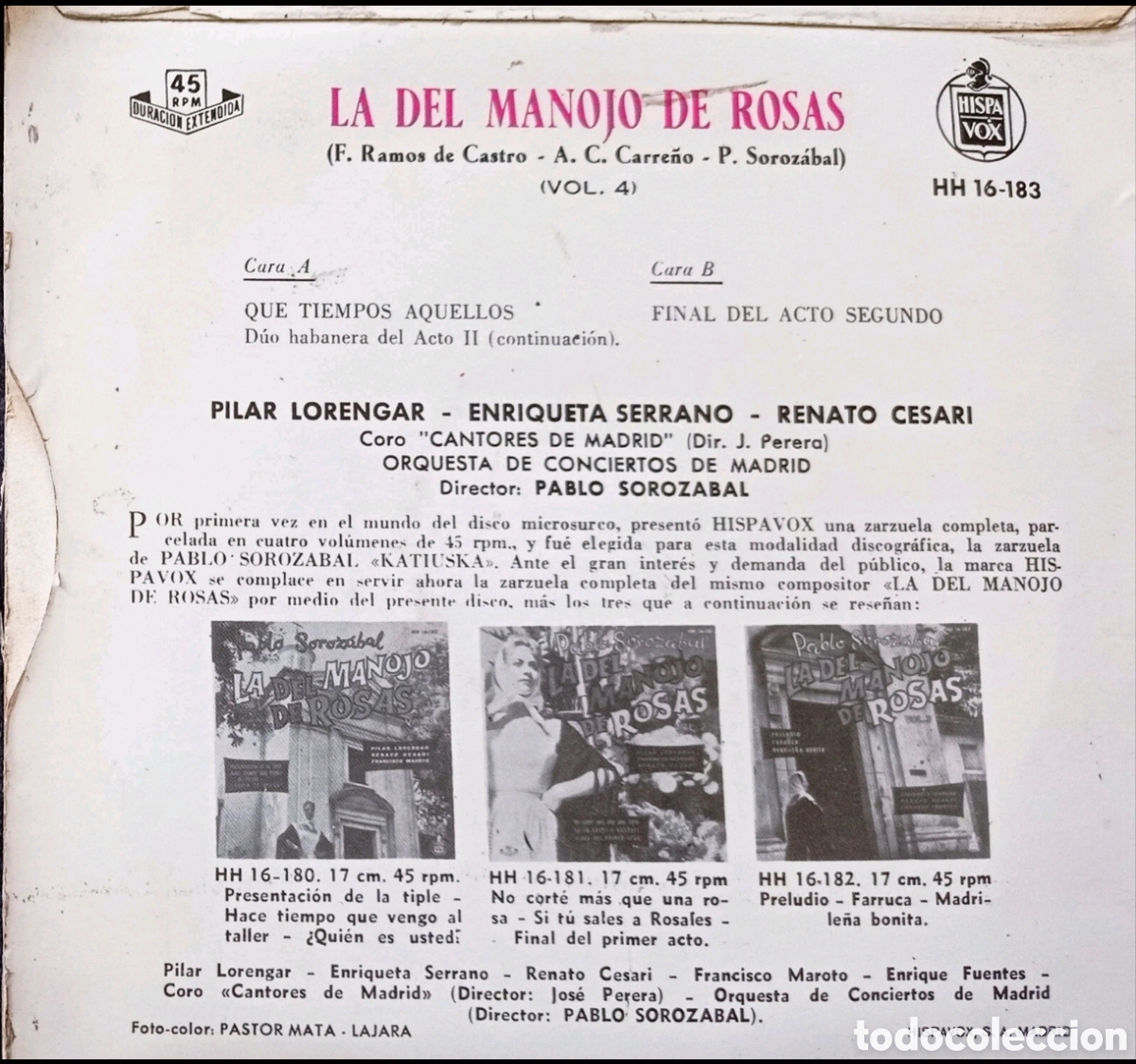 Discos de vinilo: Pablo Solozabal: La Del Manojo De Rosas - Foto 2