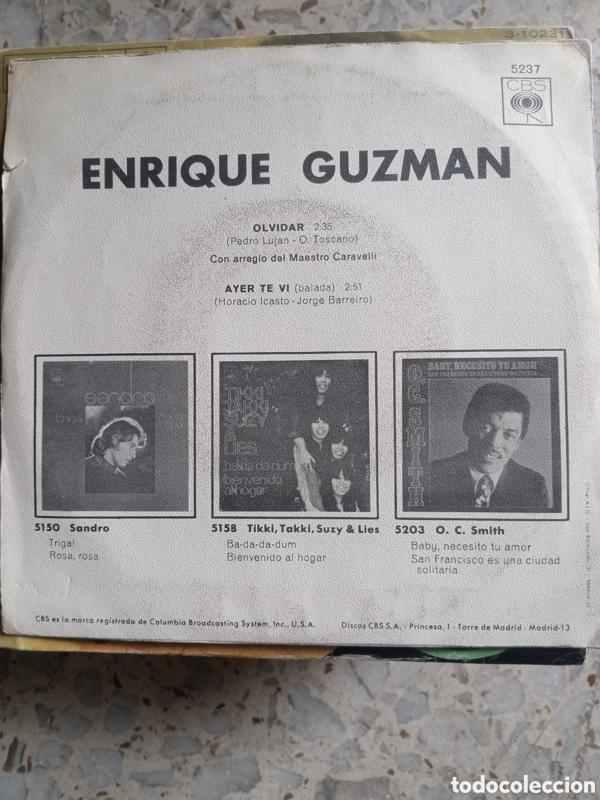 Discos de vinilo: SGL ENRIQUE GUZMAN OLVIDAR 1970 - Foto 2