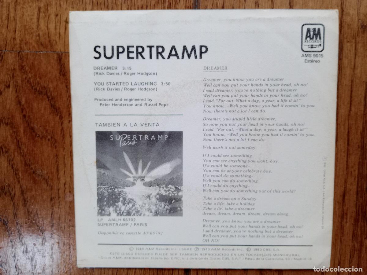 Discos de vinilo: Supertramp - dreamer + you started laughing - Foto 2