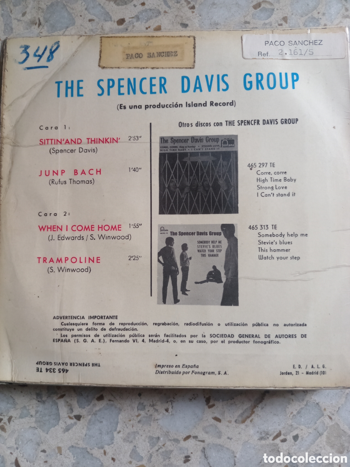 Discos de vinilo: EP THE SPENCER DAVIS SITTIN AND THINKIN 1966 - Foto 2