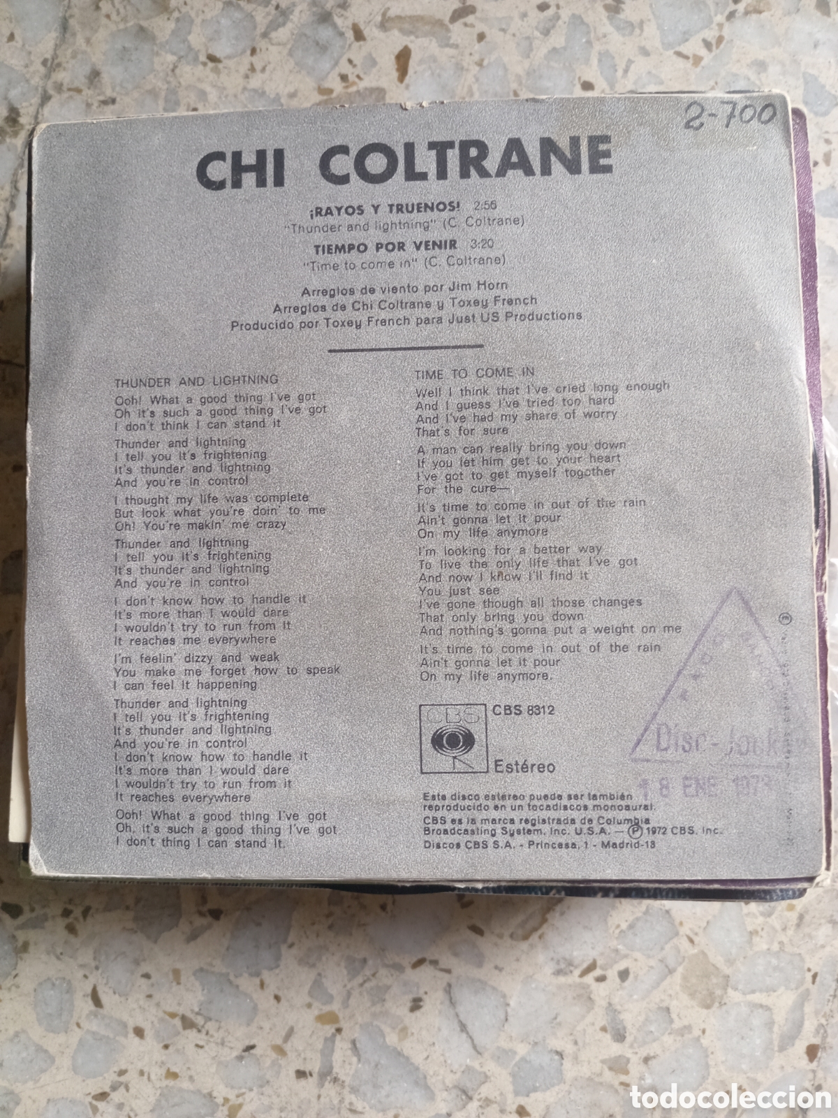 Discos de vinilo: SGL CHI COLTRANE RAYOS Y TRUENOS 1972 - Foto 2