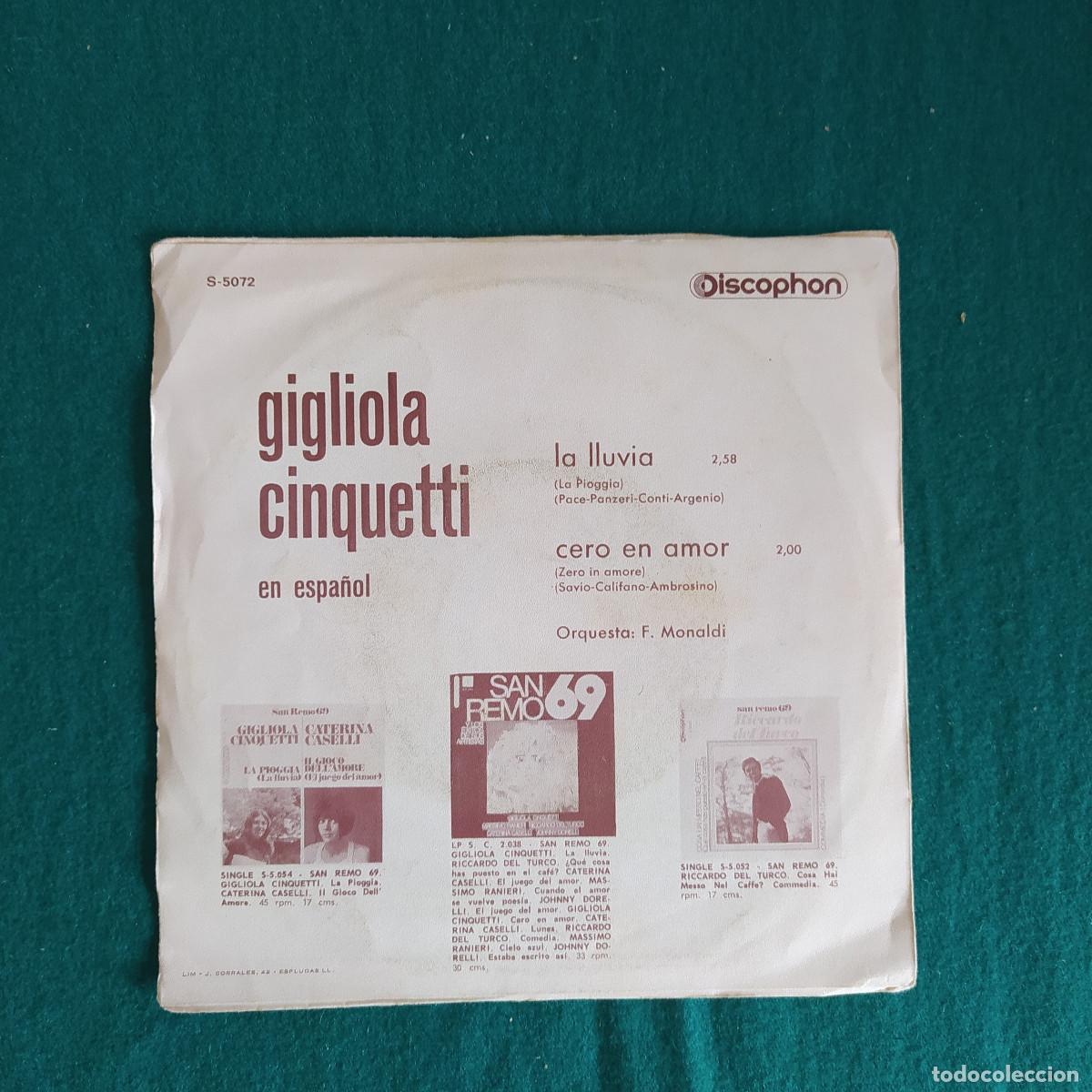 Discos de vinilo: Gigliola Cinquetti &lrm;&ndash; La Lluvia (En Espa&ntilde;ol) - Foto 2