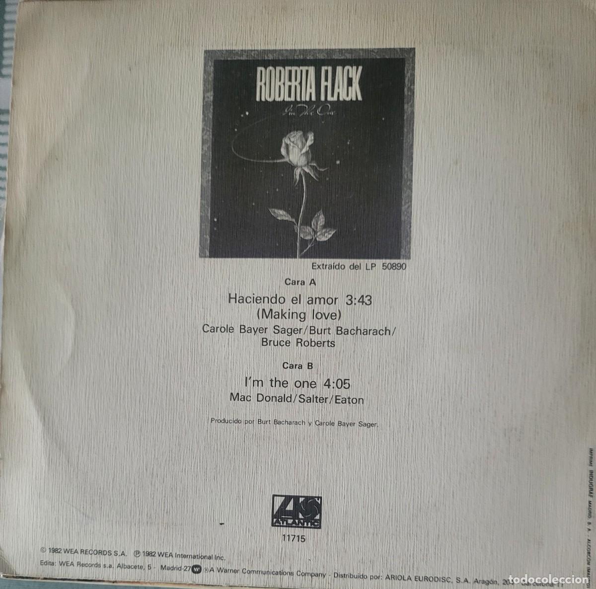 Discos de vinilo: Roberta Flack single editado en Espa&ntilde;a sello Atlantic a&ntilde;o 1982... - Foto 2