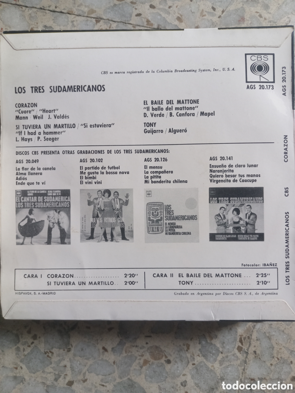Discos de vinilo: EP LOS 3 SUDAMERICANOS CORAZON 1963 - Foto 2