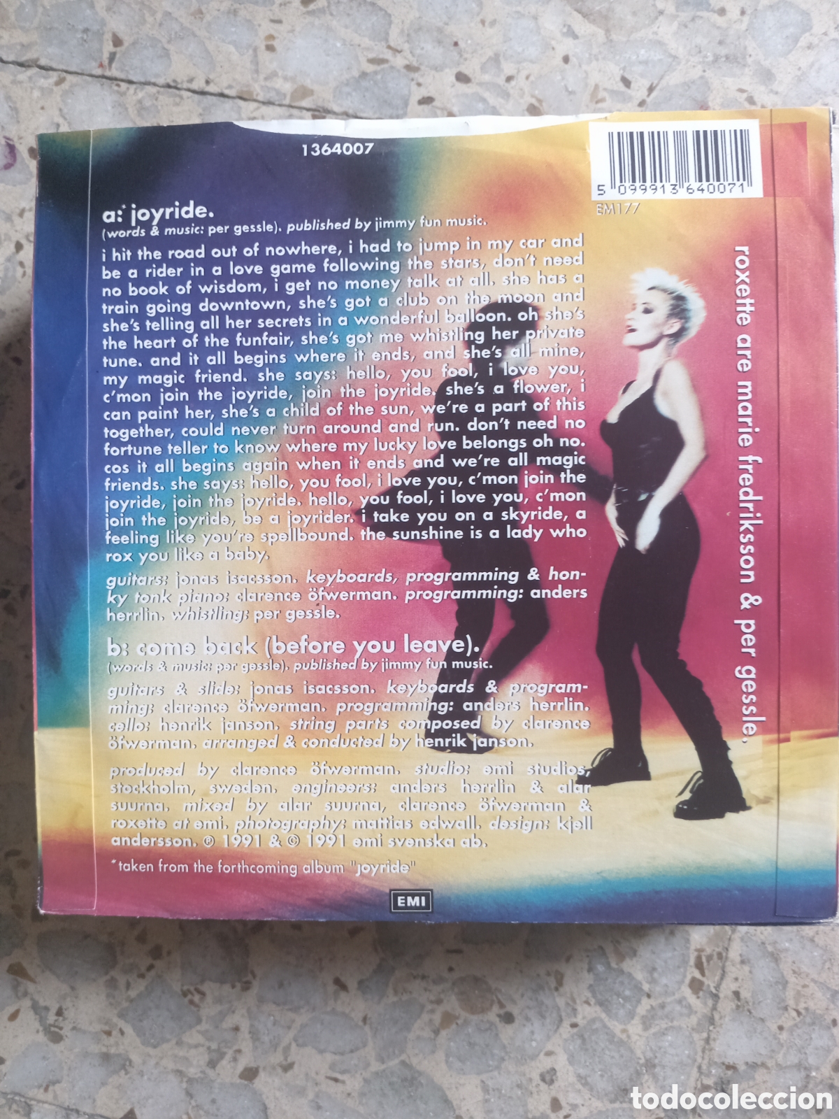 Discos de vinilo: SGL ROXETTE JOYRIDE COME BACK 1991 UK - Foto 2