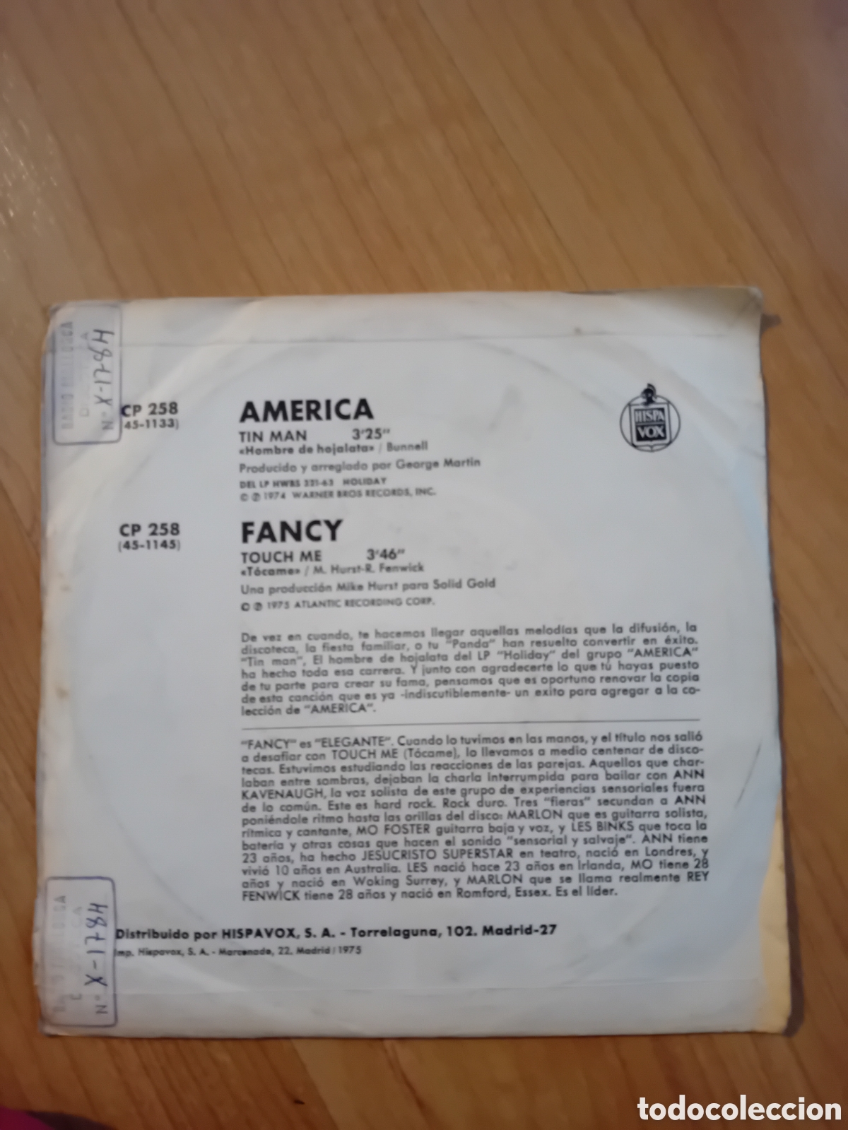 Discos de vinilo: AMERICA. TIN MAN. FANCY. TOUCH ME - Foto 2