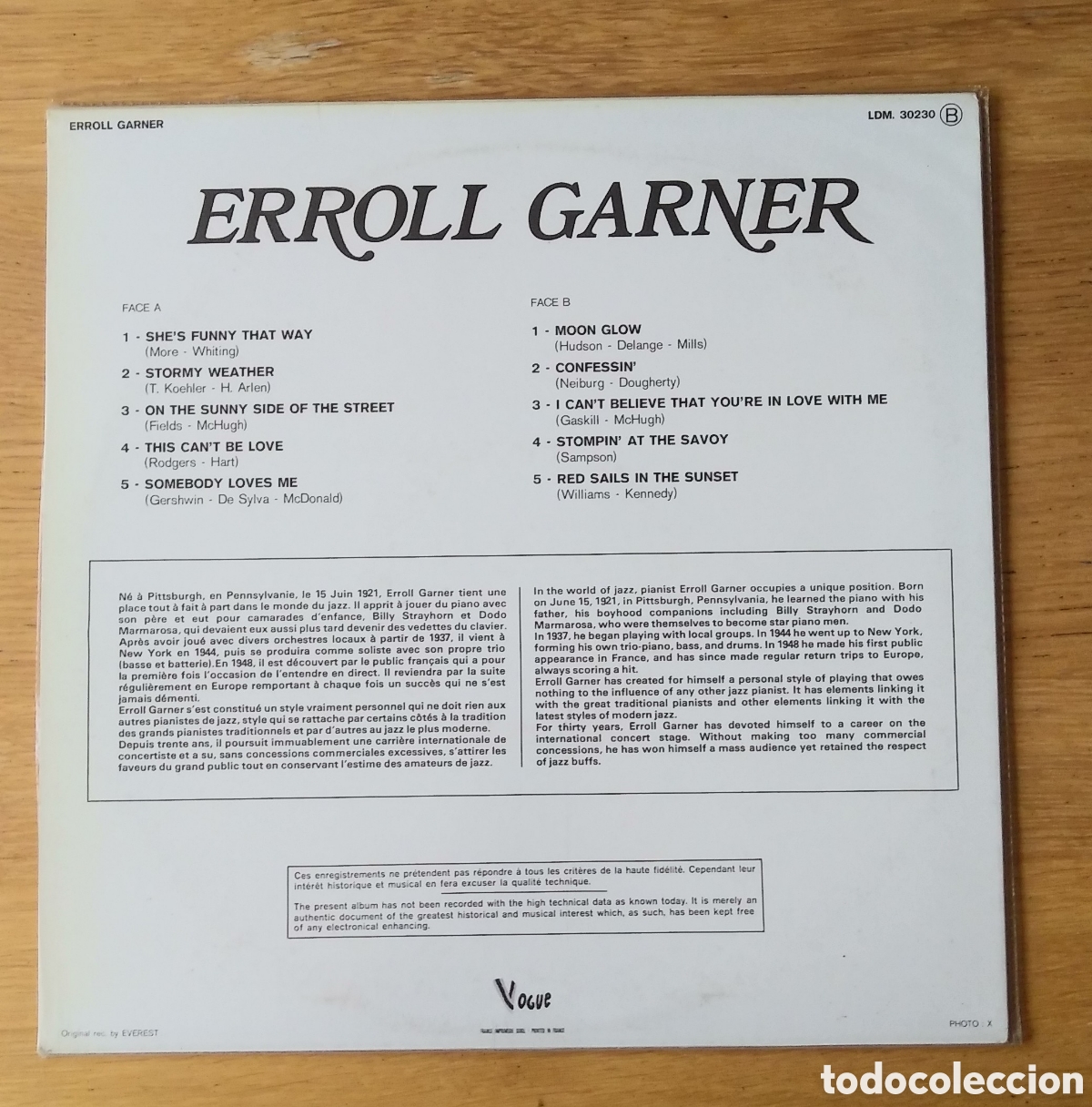 Discos de vinilo: ERROLL GARNER : &rdquo;ERROLL GARNER&rdquo;. LP VINILO - JAZZ - SWING - Foto 2