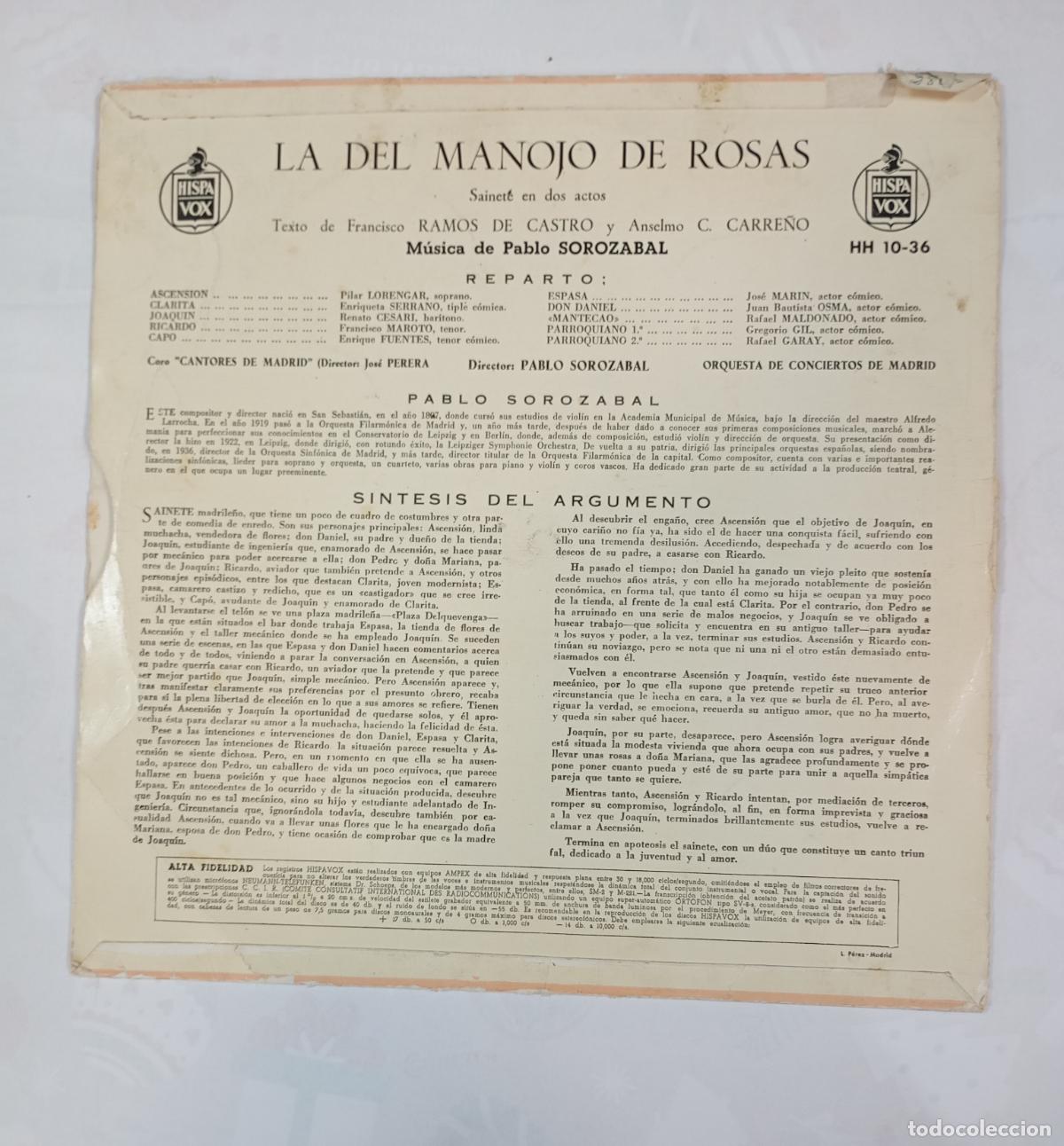 Discos de vinilo: PABLO SOROZABAL. LA DEL MANEJO DE ROSAS. LP. TDKDA85 - Foto 2
