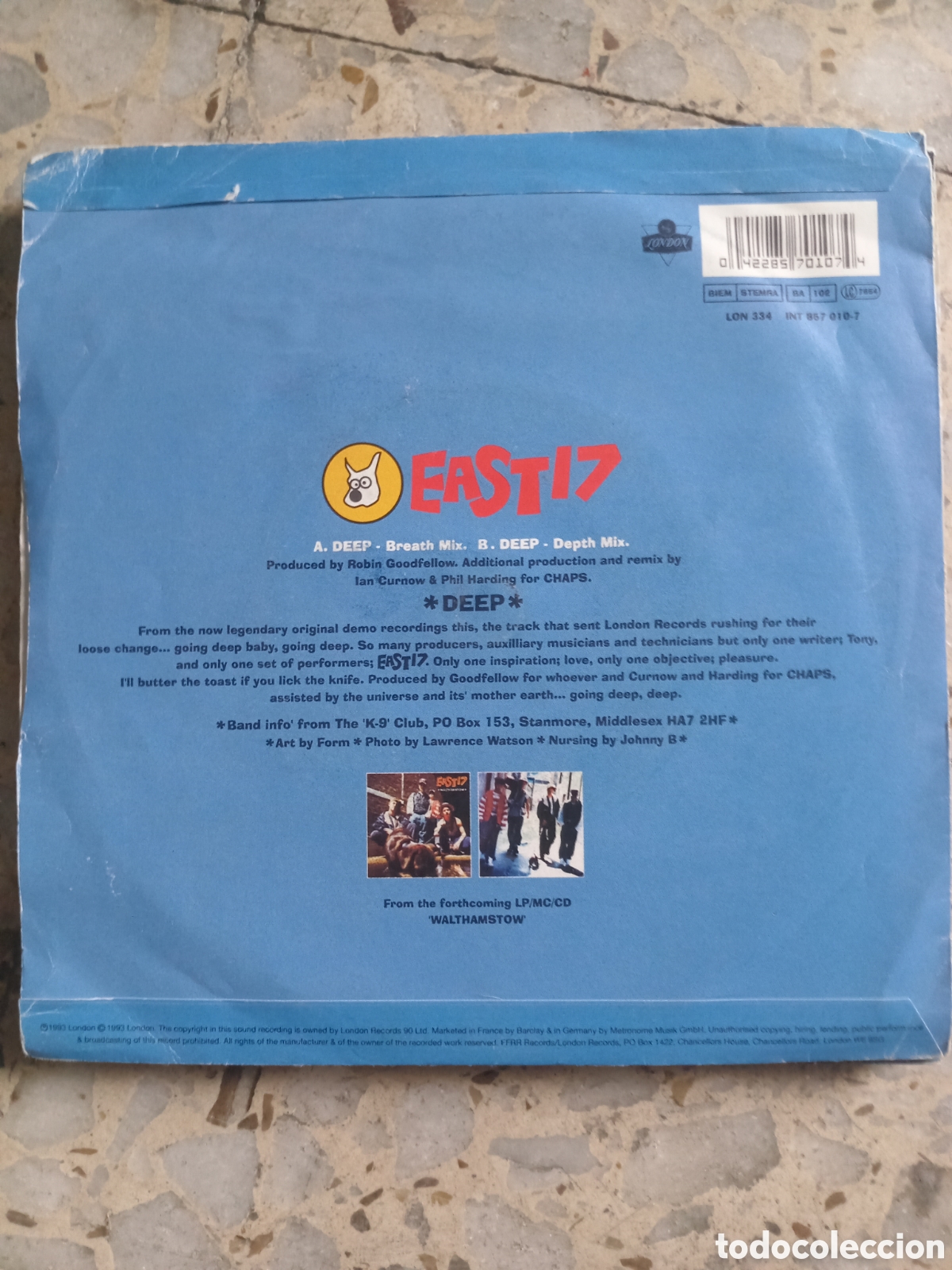 Discos de vinilo: SGL EAST 17 DEEP 1993 UK - Foto 2