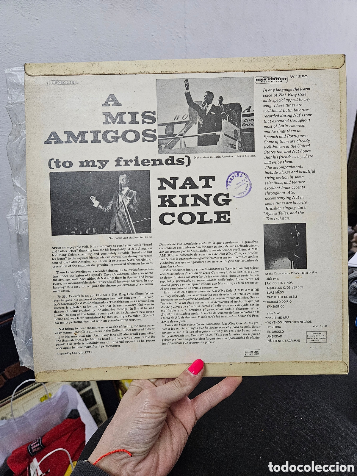 Discos de vinilo: Disco de vinilo Nat King Cole &ndash; A Mis Amigos LP - Foto 2