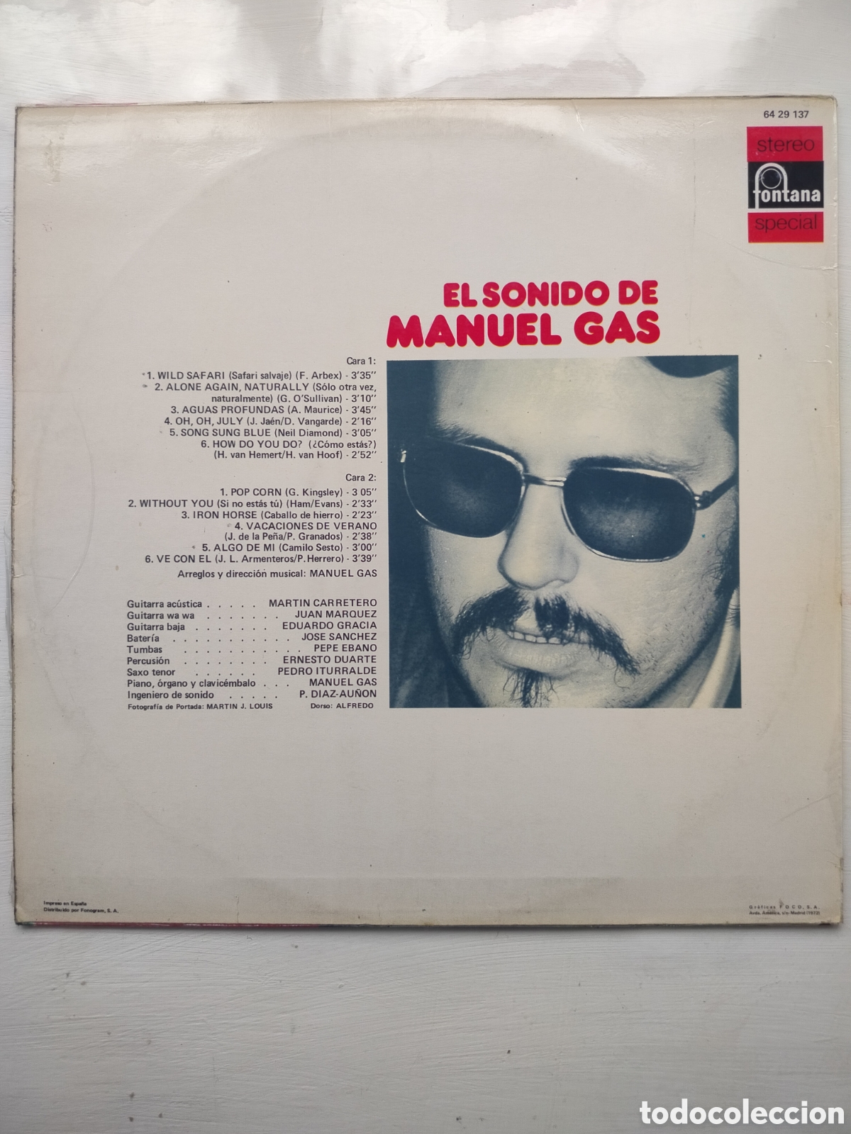 Discos de vinilo: Manuel Gas LP El Sonido - Foto 2