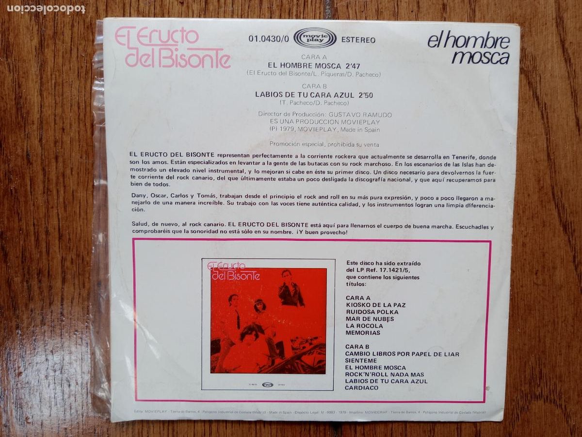 Discos de vinilo: El eructo del bisonte - el hombre mosca + labios de tu cara azul - Foto 2