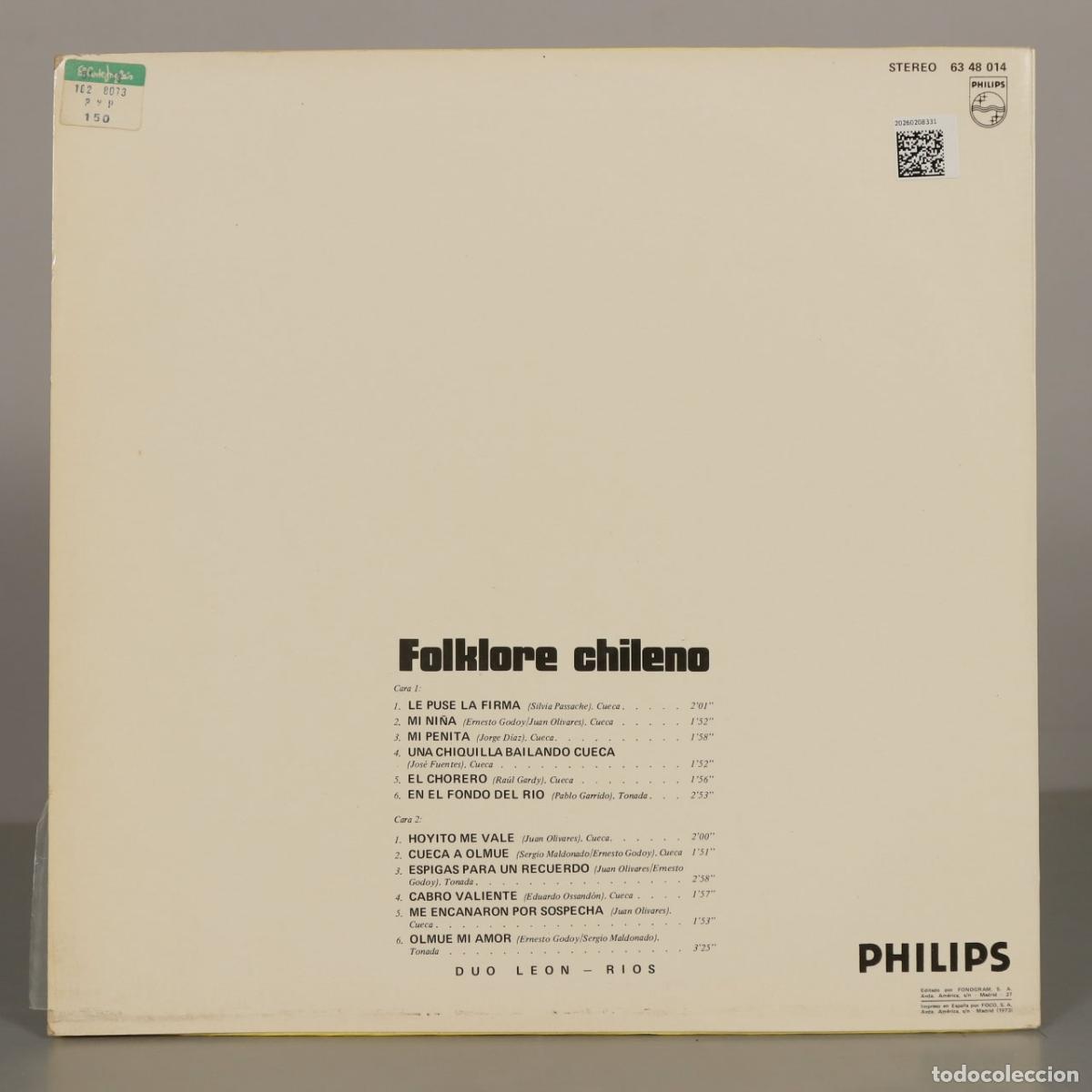 Discos de vinilo: LP. FOLKLORE CHILENO DUO LEON-RIOS - Foto 2