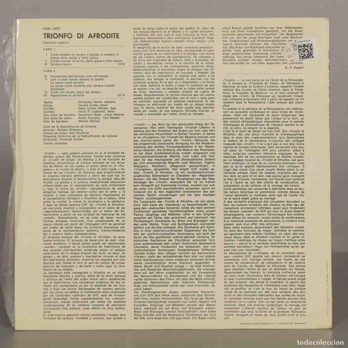 Discos de vinilo: LP. Leitner &ndash; Trionfo Di Afrodite ORDD - Foto 2