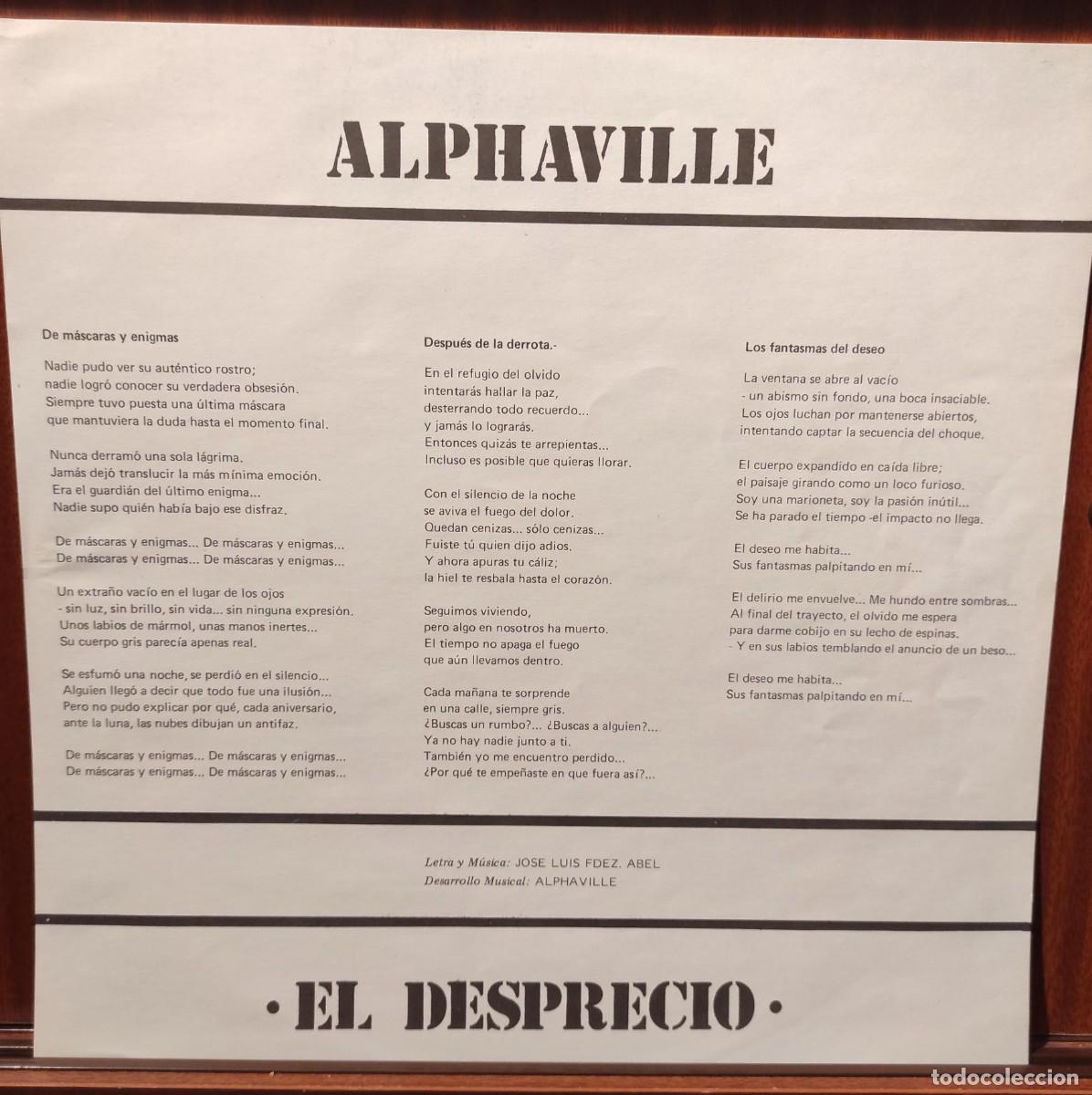 Discos de vinilo: ALPHAVILLE - EL DESPRECIO - MAXI SINGLE - DRO 1984 CON INSERT - Foto 3