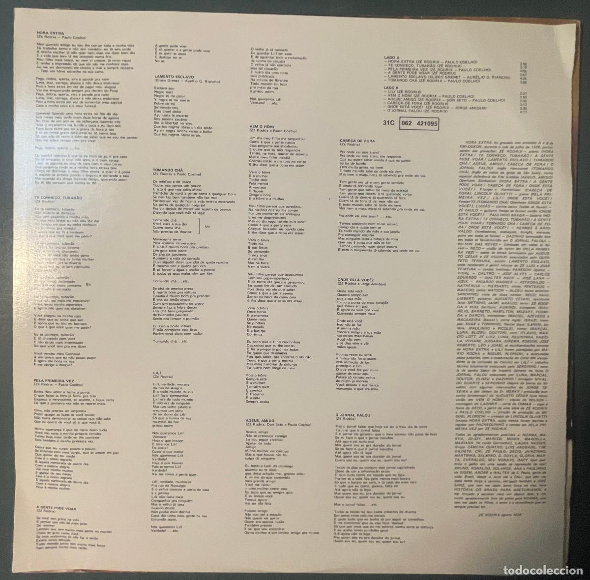 Discos de vinilo: ZE RODRIX / HORA EXTRA (LP EMI ODEON 1978) BRASIL - Foto 4