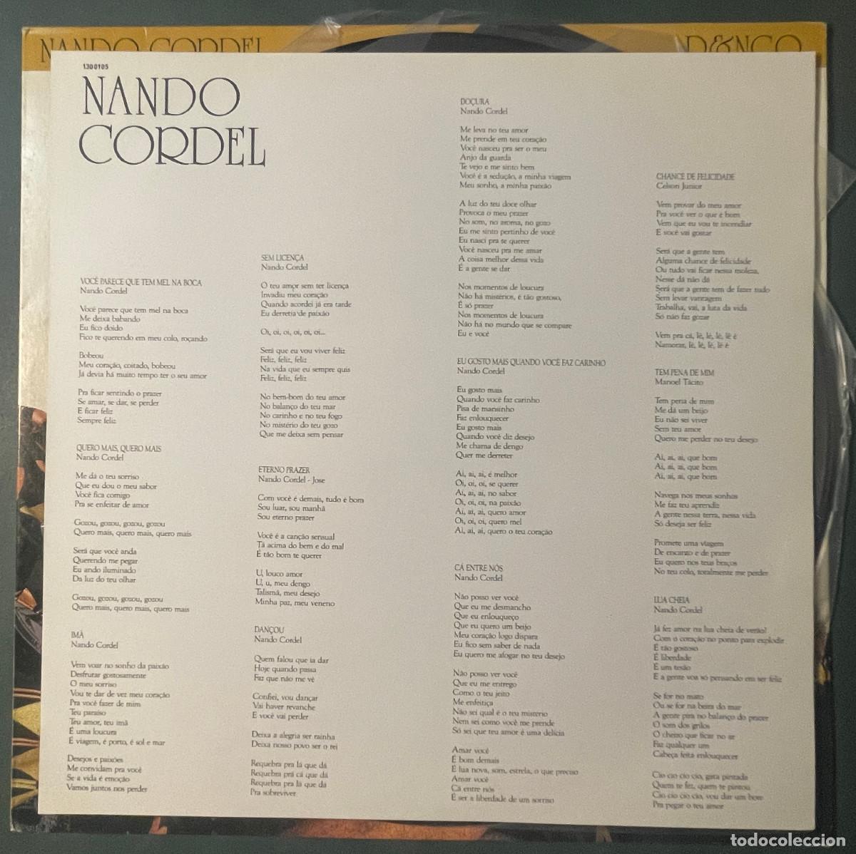 Discos de vinilo: NANDO CORDEL / DENGO (LP RCA 1990) BRASIL - Foto 3
