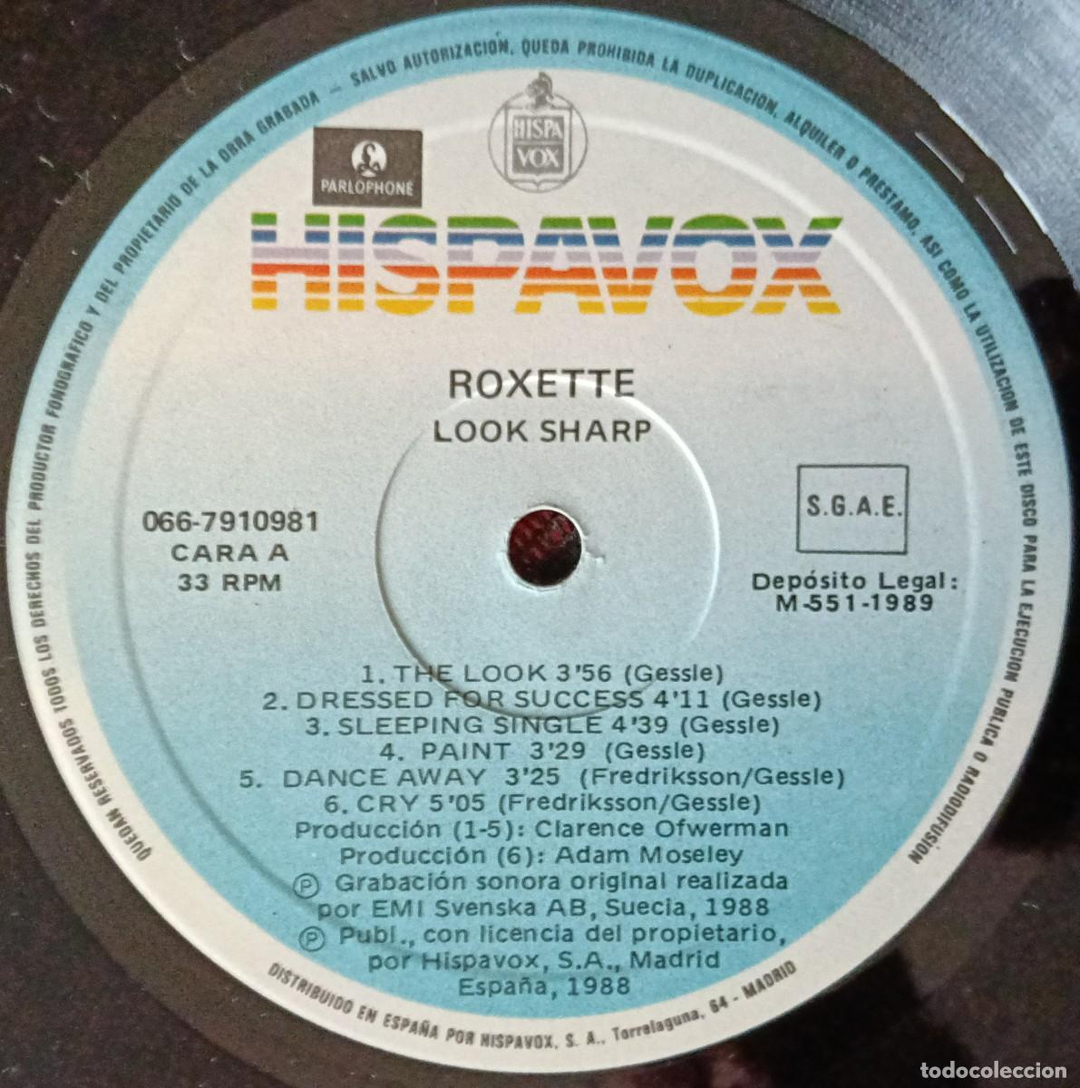 Discos de vinilo: ROXETTE ** Look Sharp ** VINILO LP 1988 CON ENCARTE - Foto 3