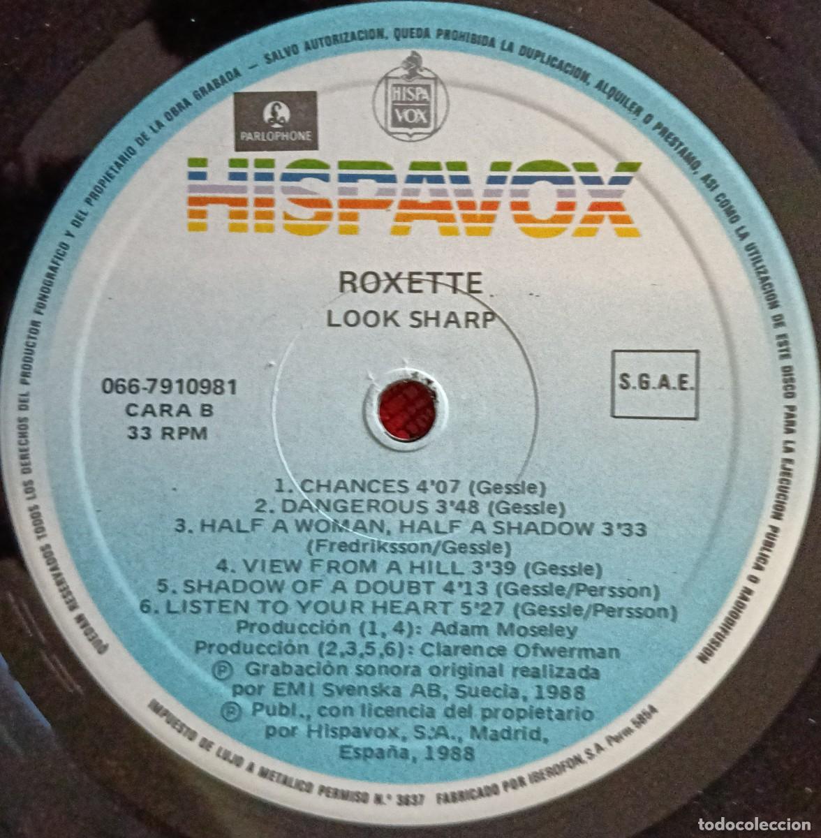 Discos de vinilo: ROXETTE ** Look Sharp ** VINILO LP 1988 CON ENCARTE - Foto 4