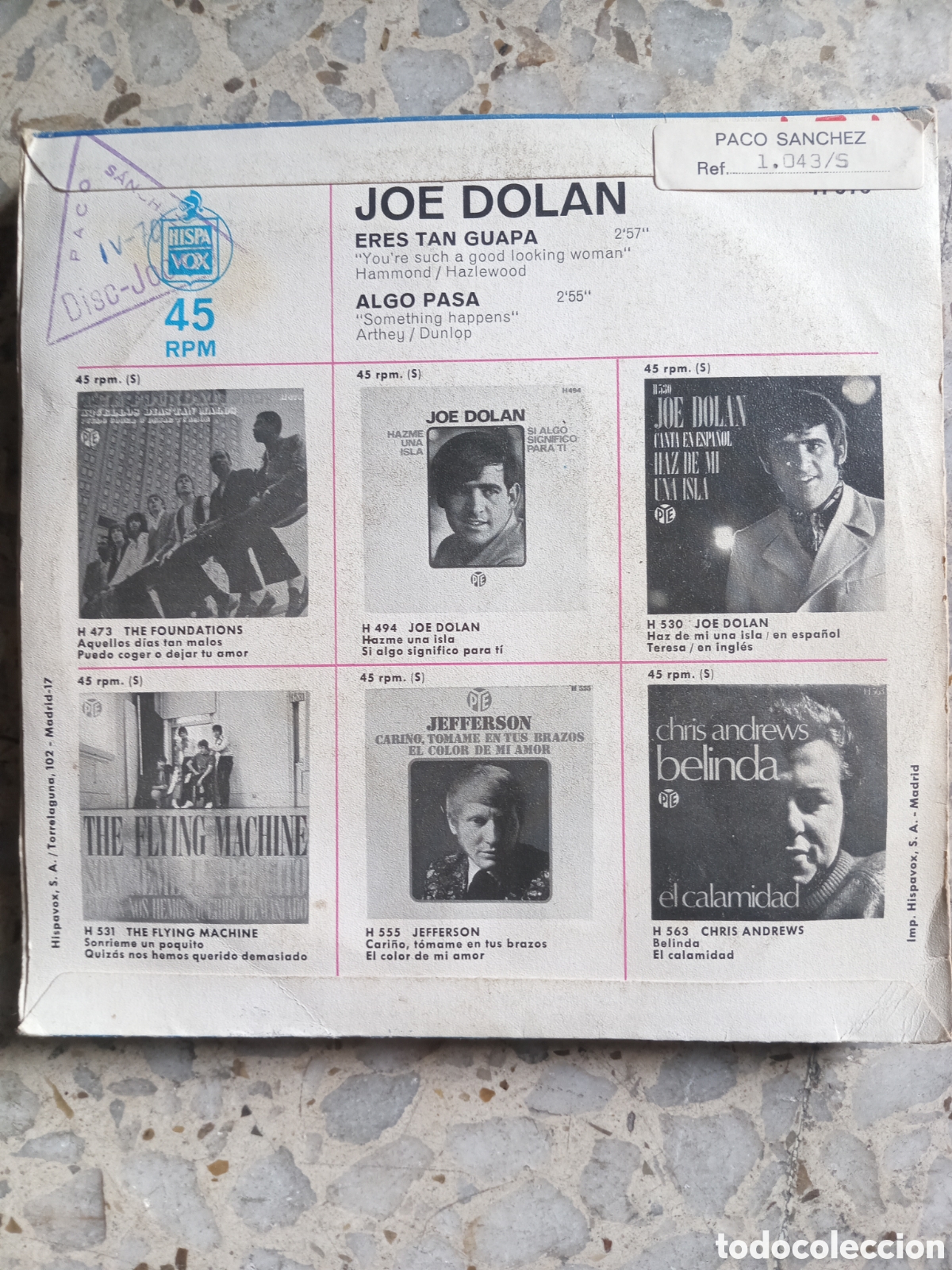 Discos de vinilo: SGL JOE DOLAN ERES TAN GUAPA 1970 - Foto 2