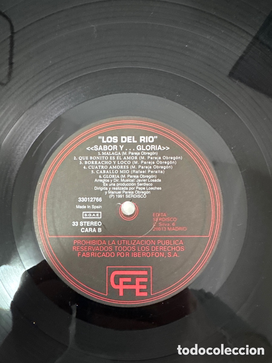 Discos de vinilo: DISCO VINILO LOS DEL RIO SABOR Y &hellip; GLORIA 1991 - Foto 3
