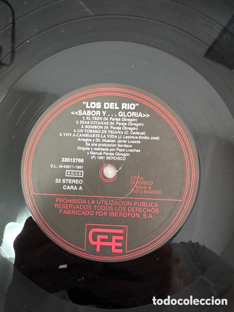 Discos de vinilo: DISCO VINILO LOS DEL RIO SABOR Y &hellip; GLORIA 1991 - Foto 5