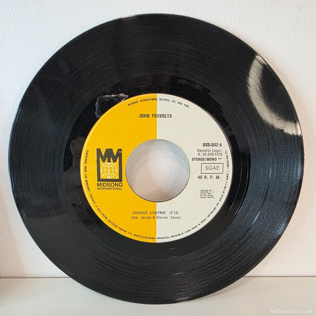 Discos de vinilo: John Travolta &ndash; Greased Lightnin&rsquo; (Grease BSO) single vinilo 7&rdquo; - Foto 3
